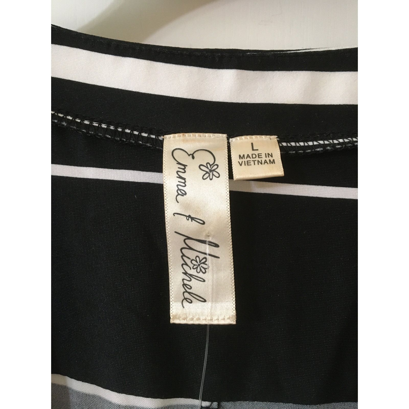 Other Emma & Michelle Large Black & White Striped V-neck Dress Size L / US 10 / IT 46 - 3 Thumbnail