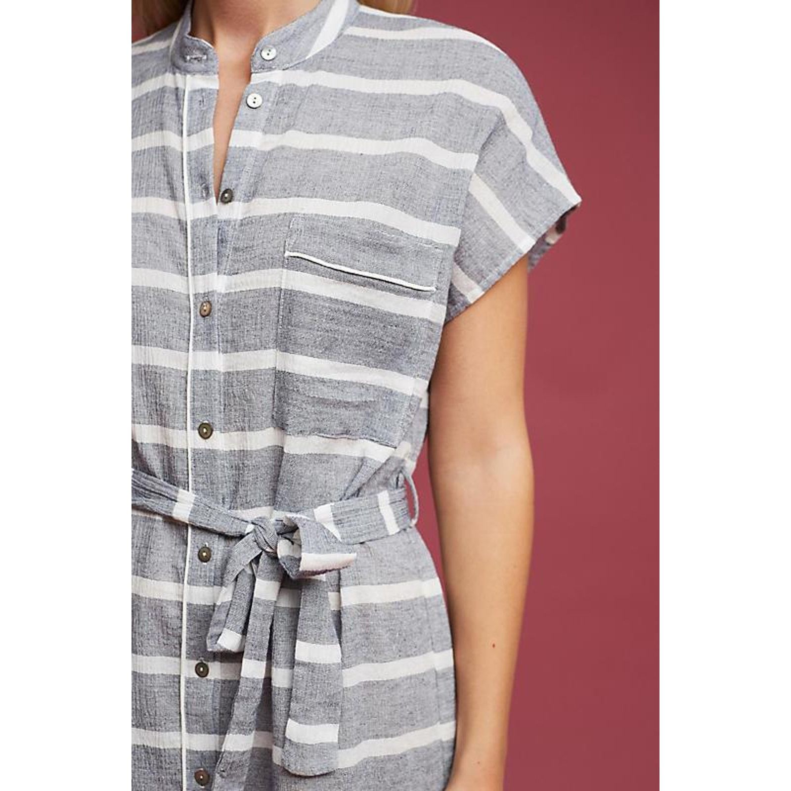 Anthropologie × Corey Lynn Calter New Anthropologie Camden Grey & White Shirt-dress XS $168 Size XS / US 0-2 / IT 36-38 - 3 Thumbnail