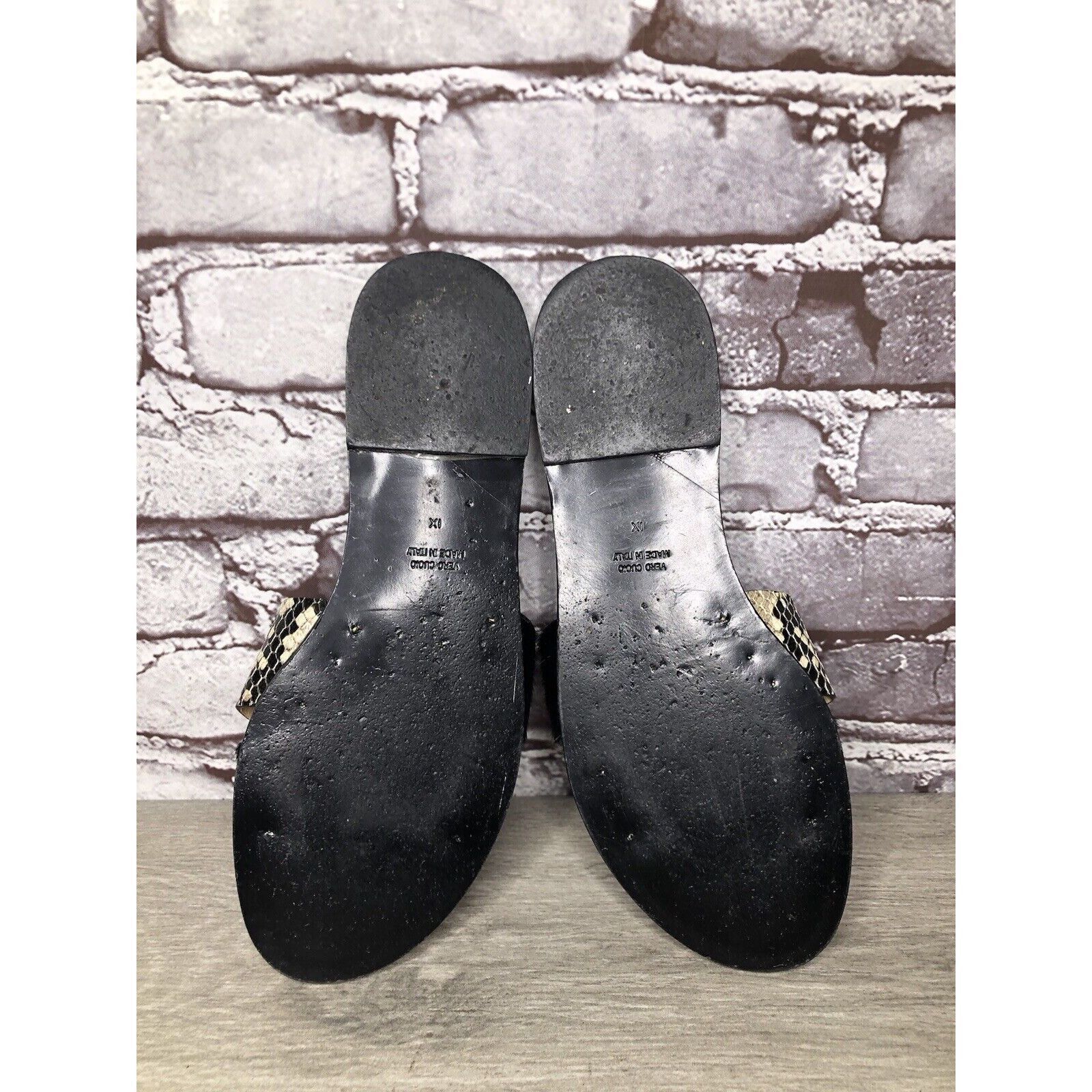 Other Amanu Black Calf Hair Leather Python Cross Strap Slides Sand Size US 9 / IT 39 - 6 Thumbnail