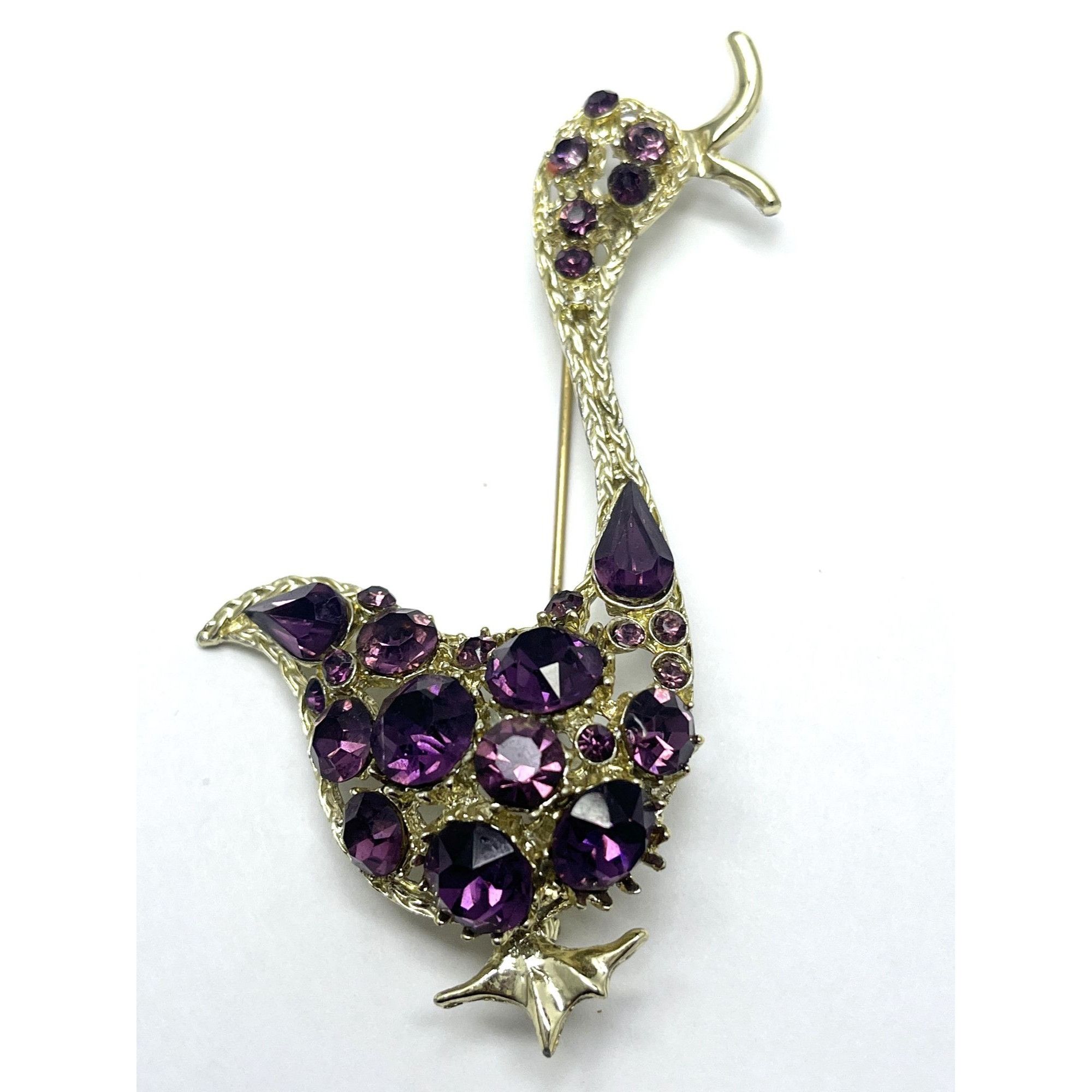 Vintage Purple Goose Duck Bird Brooch Pin