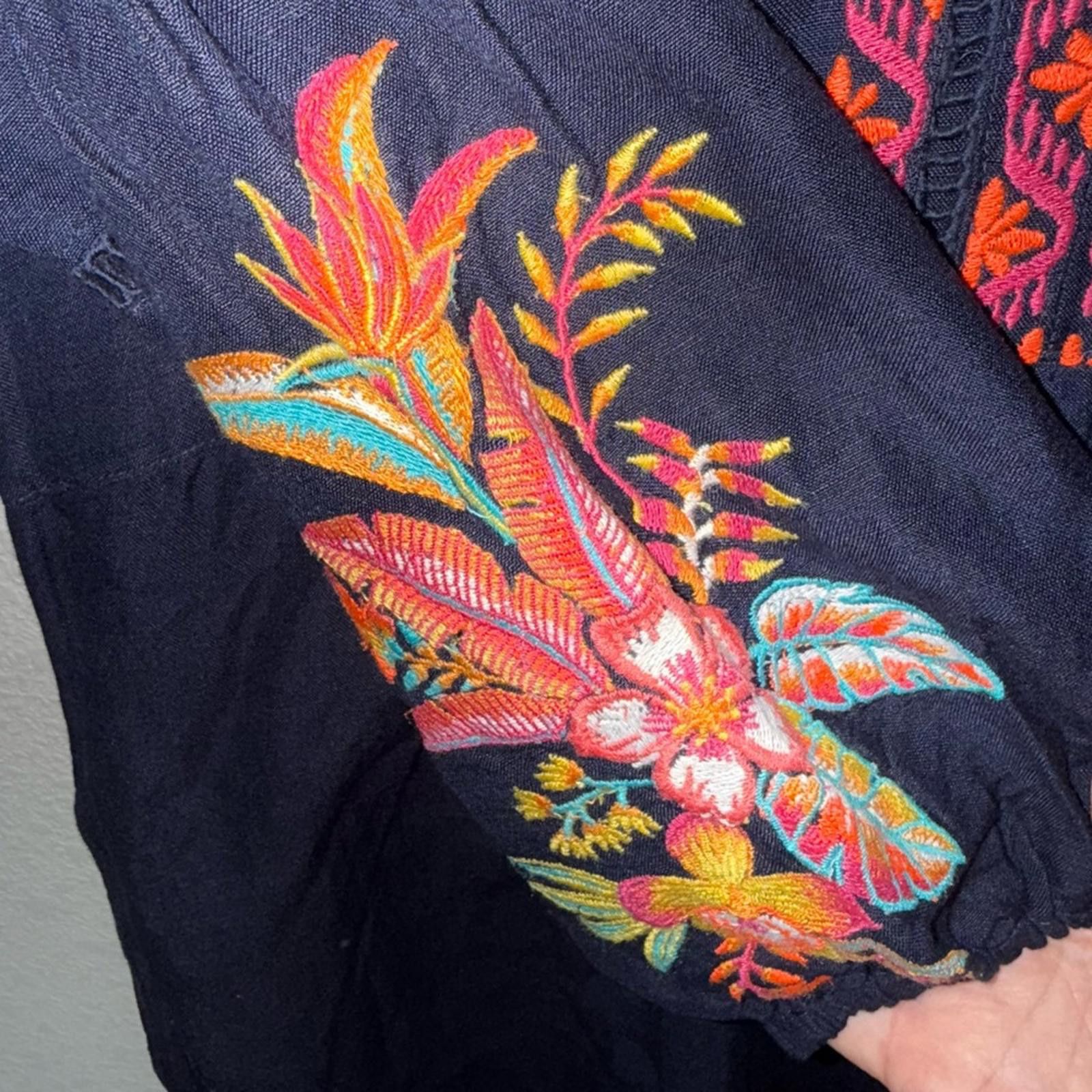 Tommy Bahama Tommy Bahama Navy Tunic Dress 3/4 Sleeve Embroidered Boho XS Size XS / US 0-2 / IT 36-38 - 7 Thumbnail