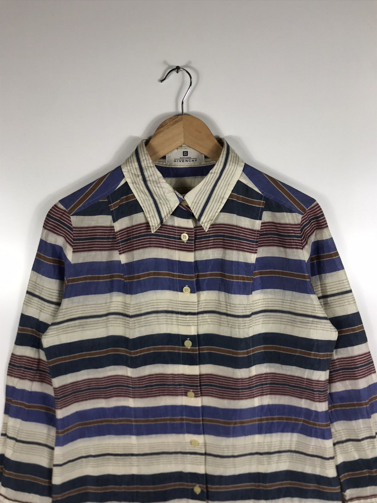 Givenchy ⚡️Vintage Givenchy Boutiques Striped Button Up Long Sleeve Size M / US 6-8 / IT 42-44 - 4 Thumbnail