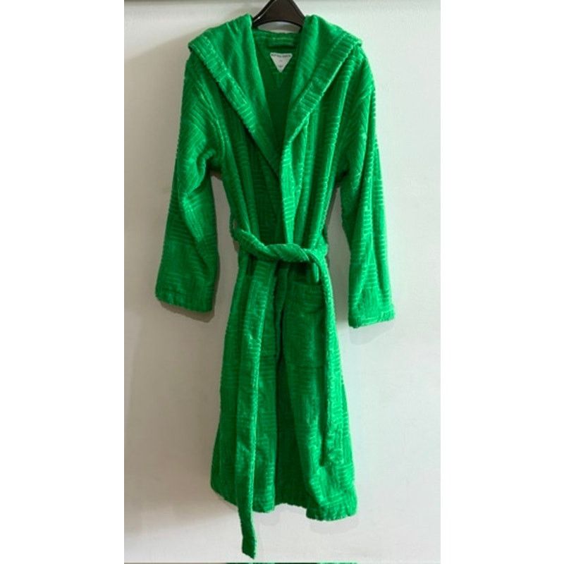 Bottega Veneta $750 Grass Green Intreccio Pattern Cotton Bathrobe Size ONE SIZE - 2 Thumbnail
