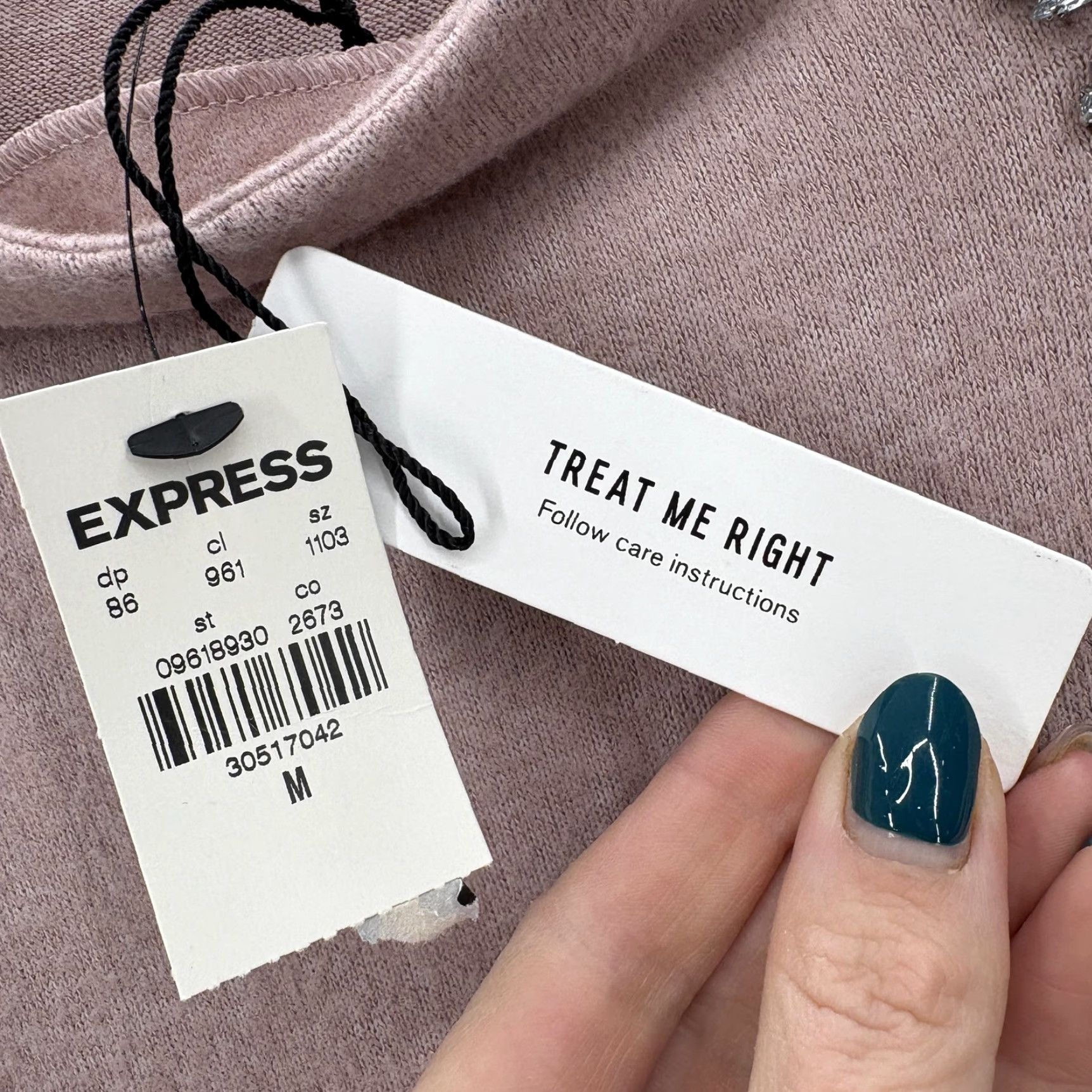 Express Express Pink Beaded Mock Neck Long Sleeve Sweater Womens Medium Knit Pullover, Lightweight, Jewel, Rhinestone Accents, Fall Casual Size M / US 6-8 / IT 42-44 - 5 Thumbnail