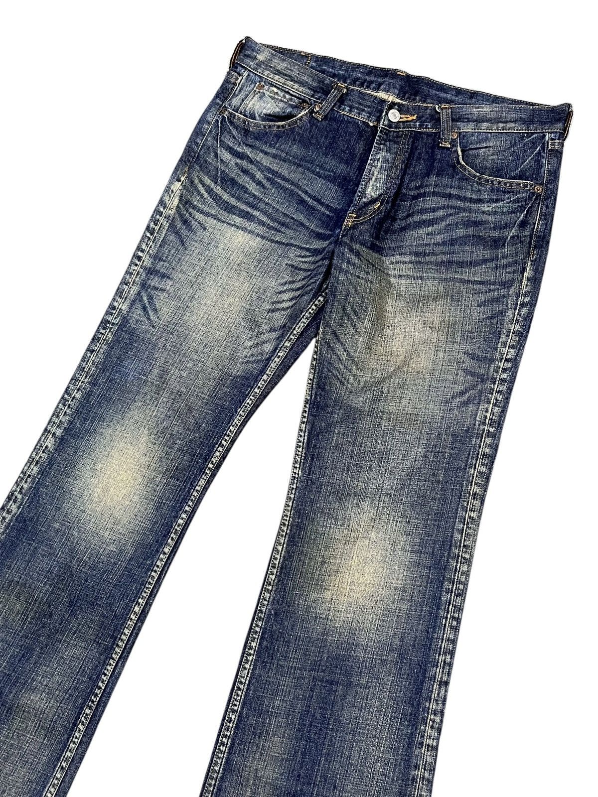 Blue Blue Japan 🔥Rare Bobson Crack Wash Indigo Rusty Flare Jeans Bited Heel Size US 32 / EU 48 - 7 Thumbnail