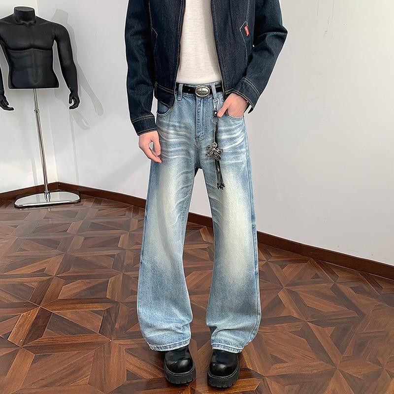 Vintage Retro washed whisker pattern flared jeans for men Size US 32 / EU 48 - 1 Thumbnail
