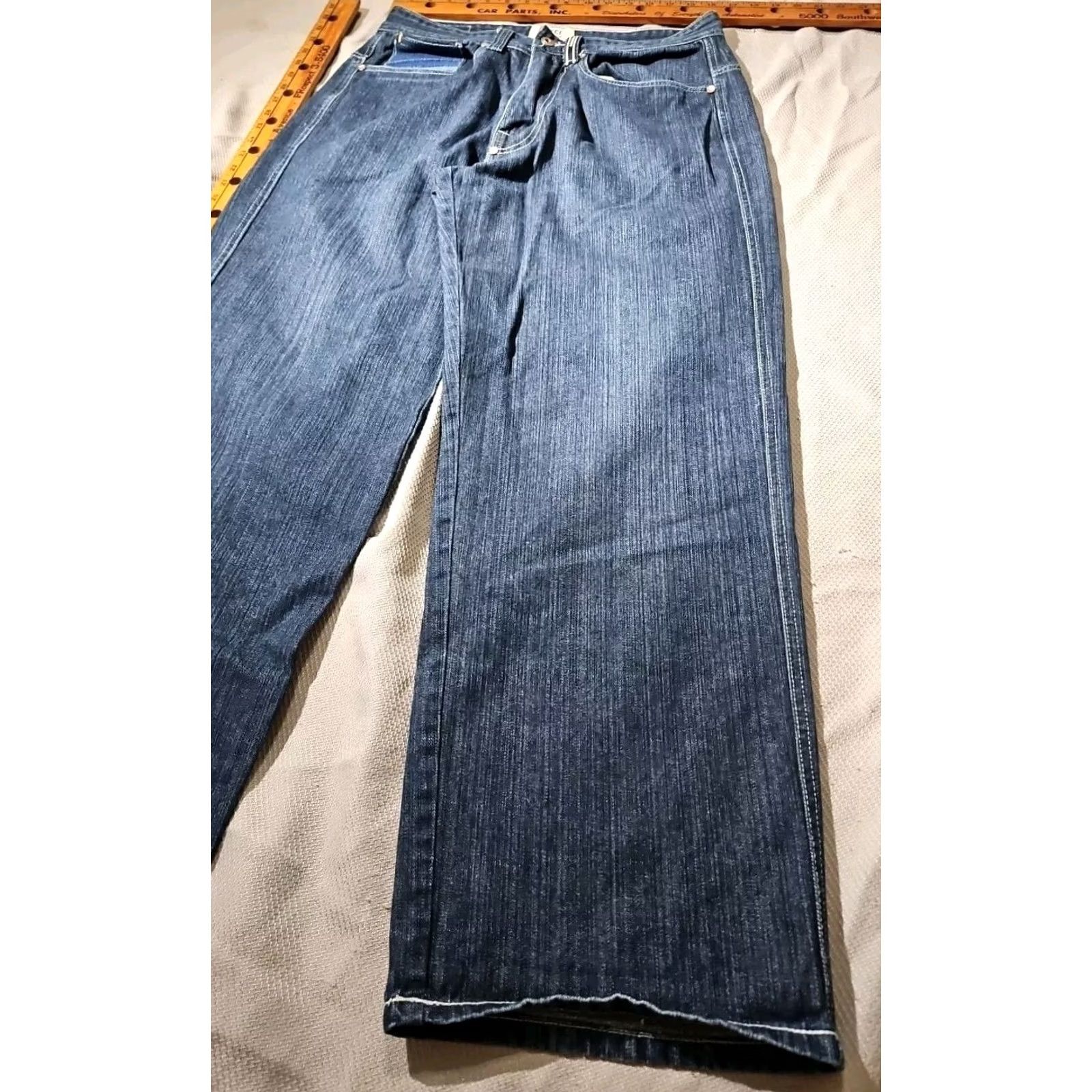 Enyce VINTAGE Enyce Jeans Mens 32 Blue Denim Baggy Embroidered Y2K Wide-Leg 2000s Pants Hip Hop Mens 32 Denim Jeans Size US 32 / EU 48 - 6 Thumbnail
