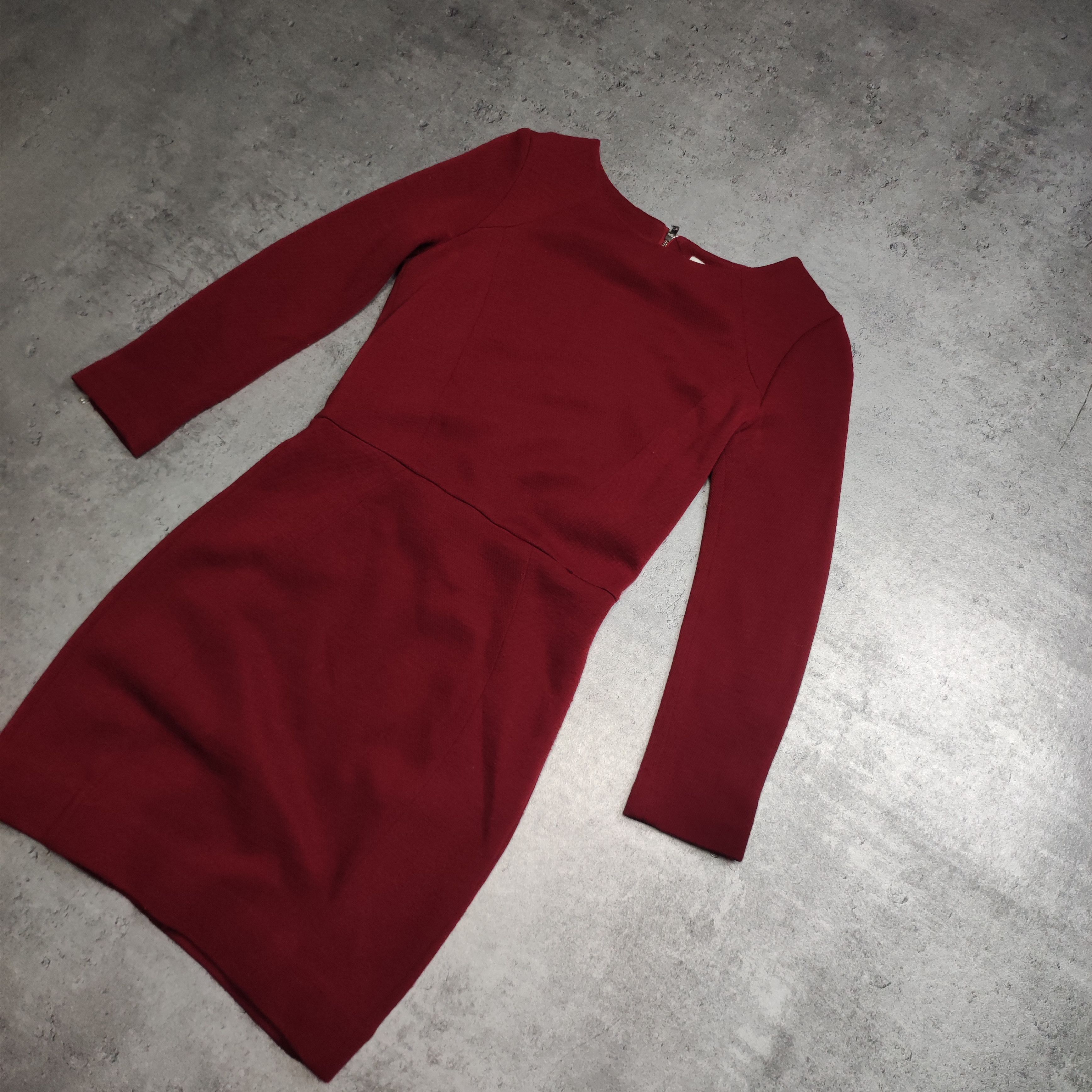 Sandro RARE Sandro Paris Wool Burgundy Midi Dress Size S / US 4 / IT 40 - 2 Thumbnail