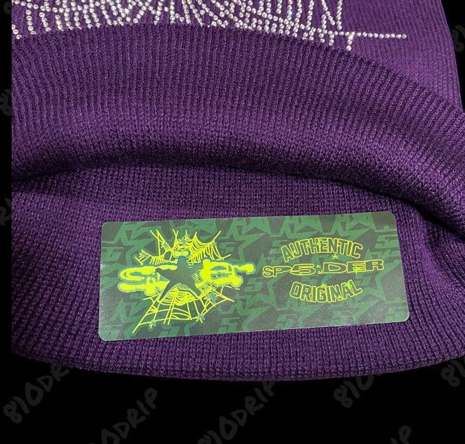 Sp5der Sp5der Rhinestone Web Beanie - Purple Size ONE SIZE - 6 Thumbnail
