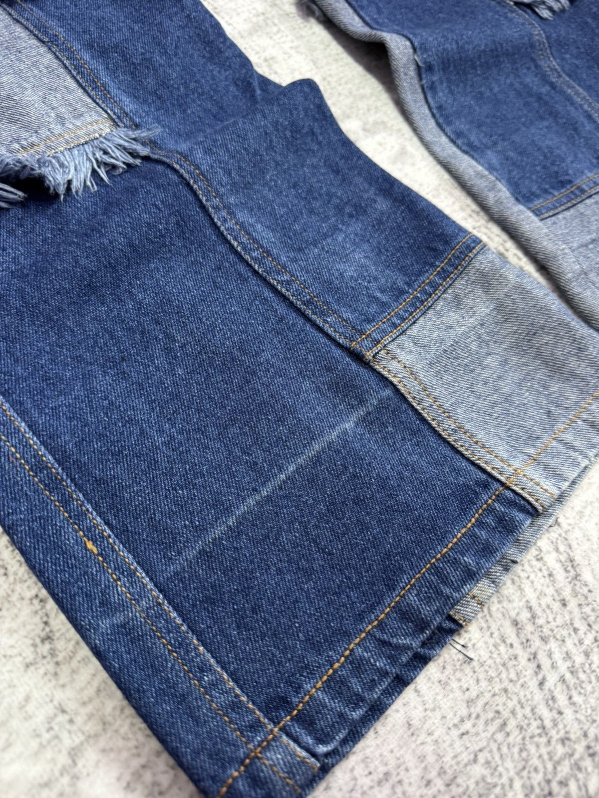 Angel Blue × Hysteric Glamour × Japanese Brand Pop Jelly Japan Penelled Frayed Patch Work Flared Jeans Size US 27 - 8 Thumbnail