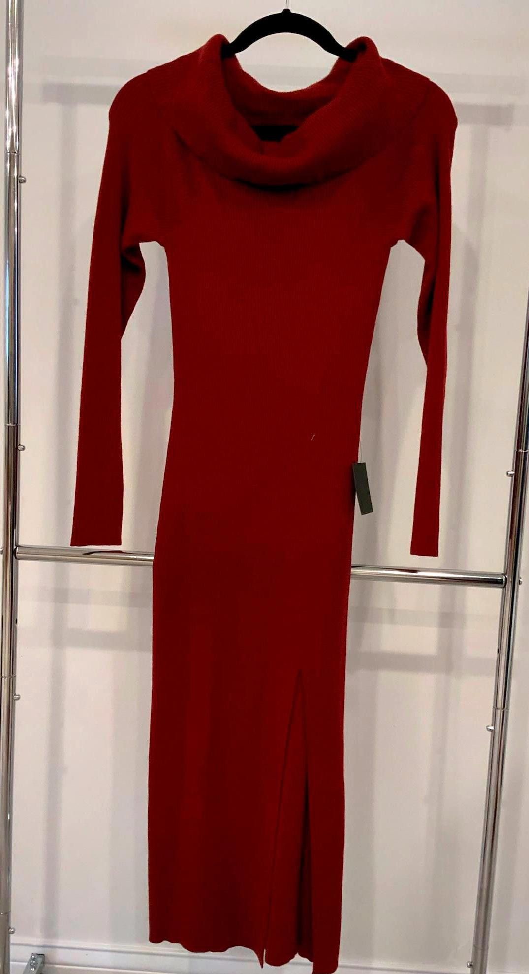 Lulus Lulus Elegant Red Cowl-Neck Midi Dress Size L / US 10 / IT 46 - 1 Thumbnail