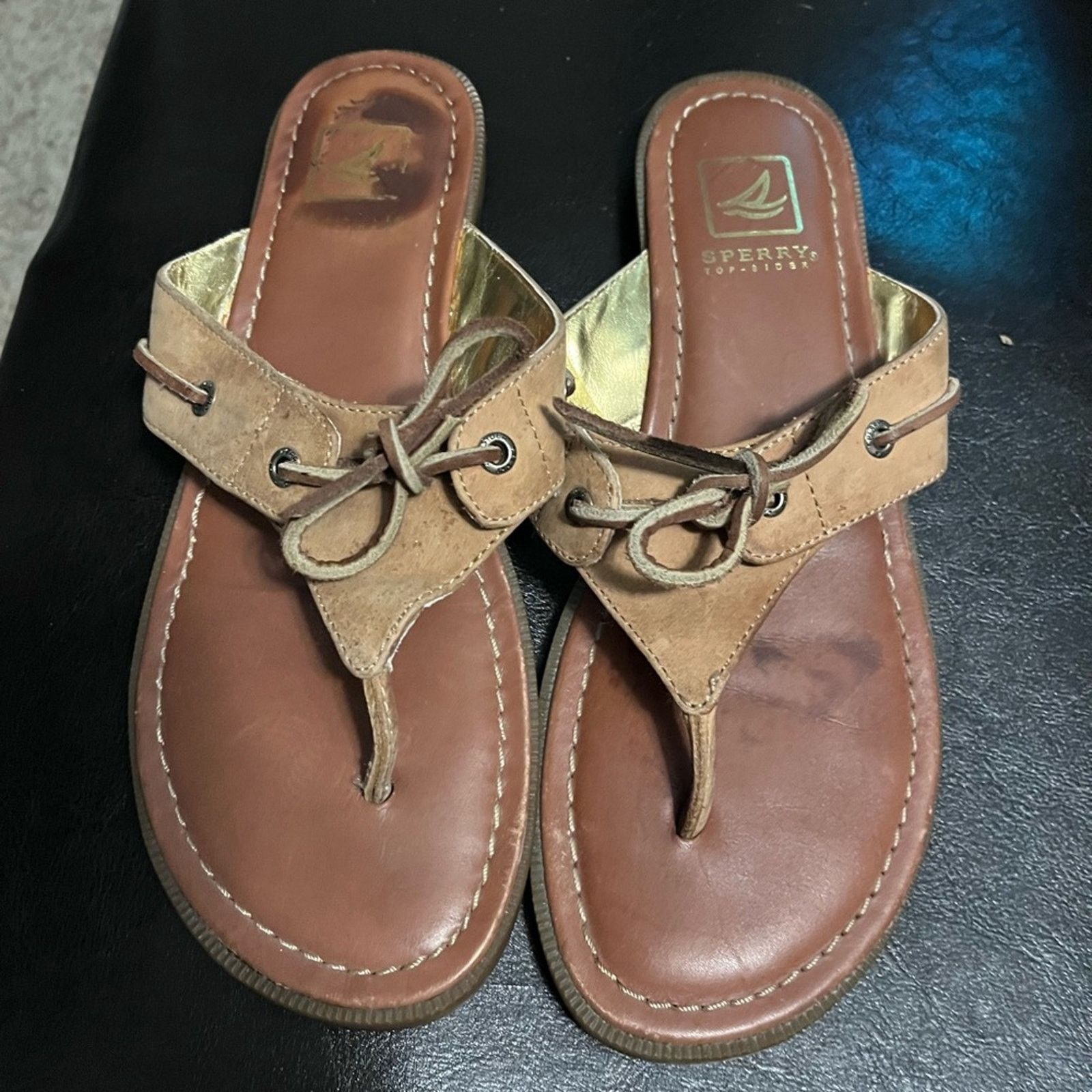 Sperry Sperry Topsider Tan Leather Thong Sandals size 7 Size US 7 / IT 37 - 1 Thumbnail