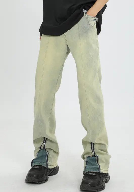 Japanese Brand Vintage washed distressed zipper flared jeans y2k Size US 32 / EU 48 - 5 Thumbnail