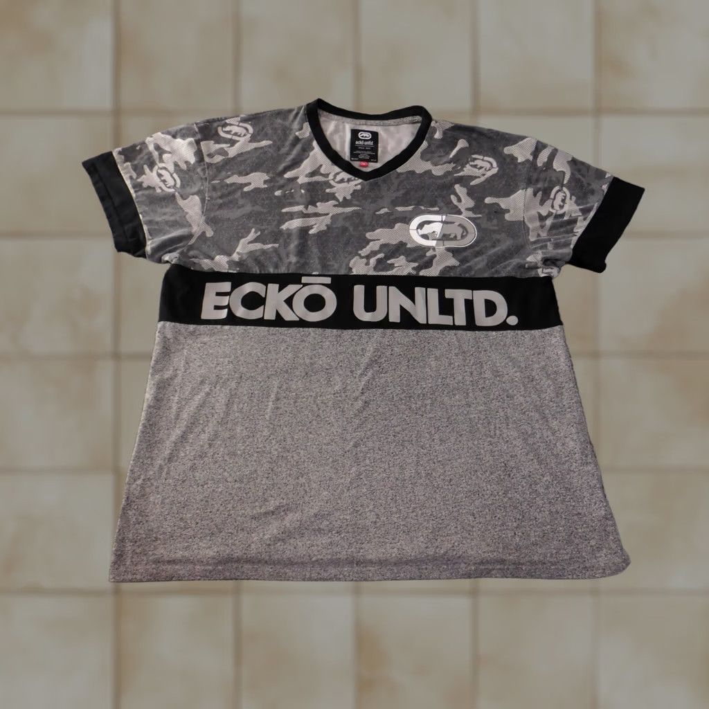 Ecko Unltd. Ecko Unltd Shirt 2XL Gray V-Neck Camouflage Logo Hip Hop Short Sleeve Vintage No Size US XXL / EU 58 / 5 - 1 Thumbnail
