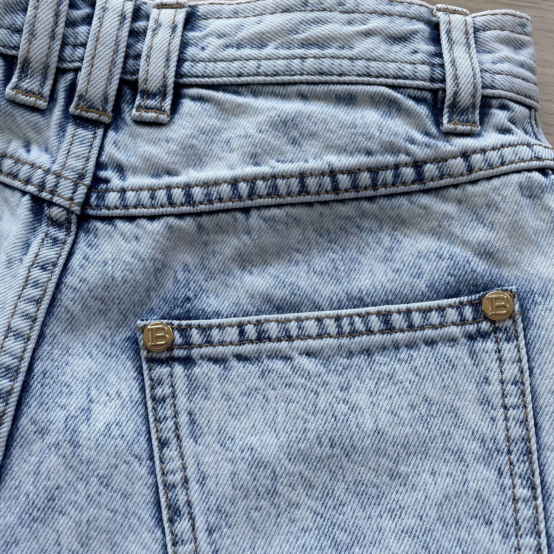 Balmain BALMAIN Women's HW Layered Blue/White Denim Short 34 Size 24" / US 00 / IT 34 - 3 Thumbnail