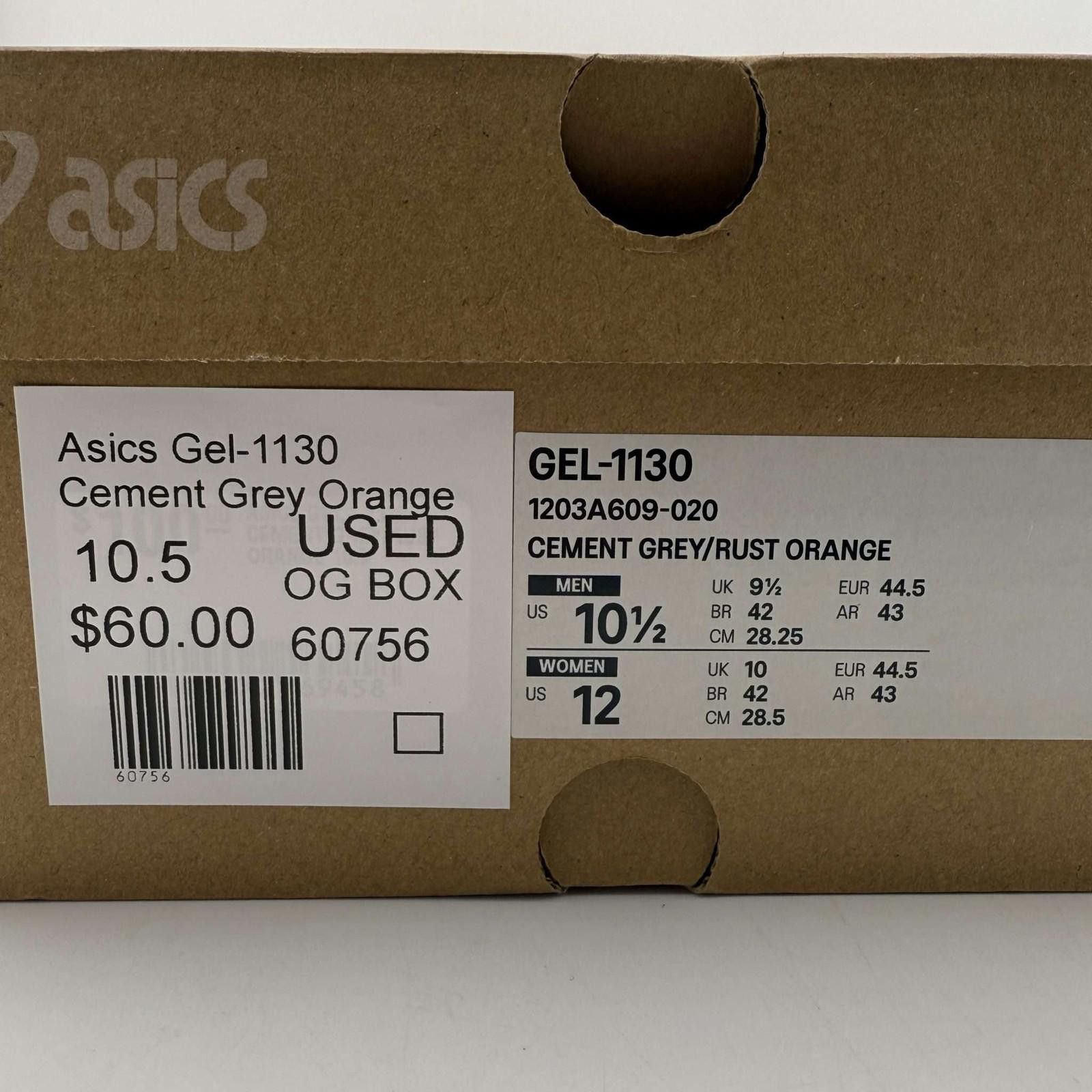 Asics Asics Gel-1130 Cement Grey Orange 10.5 Used OG Box Size US 10.5 / EU 43-44 - 9 Thumbnail