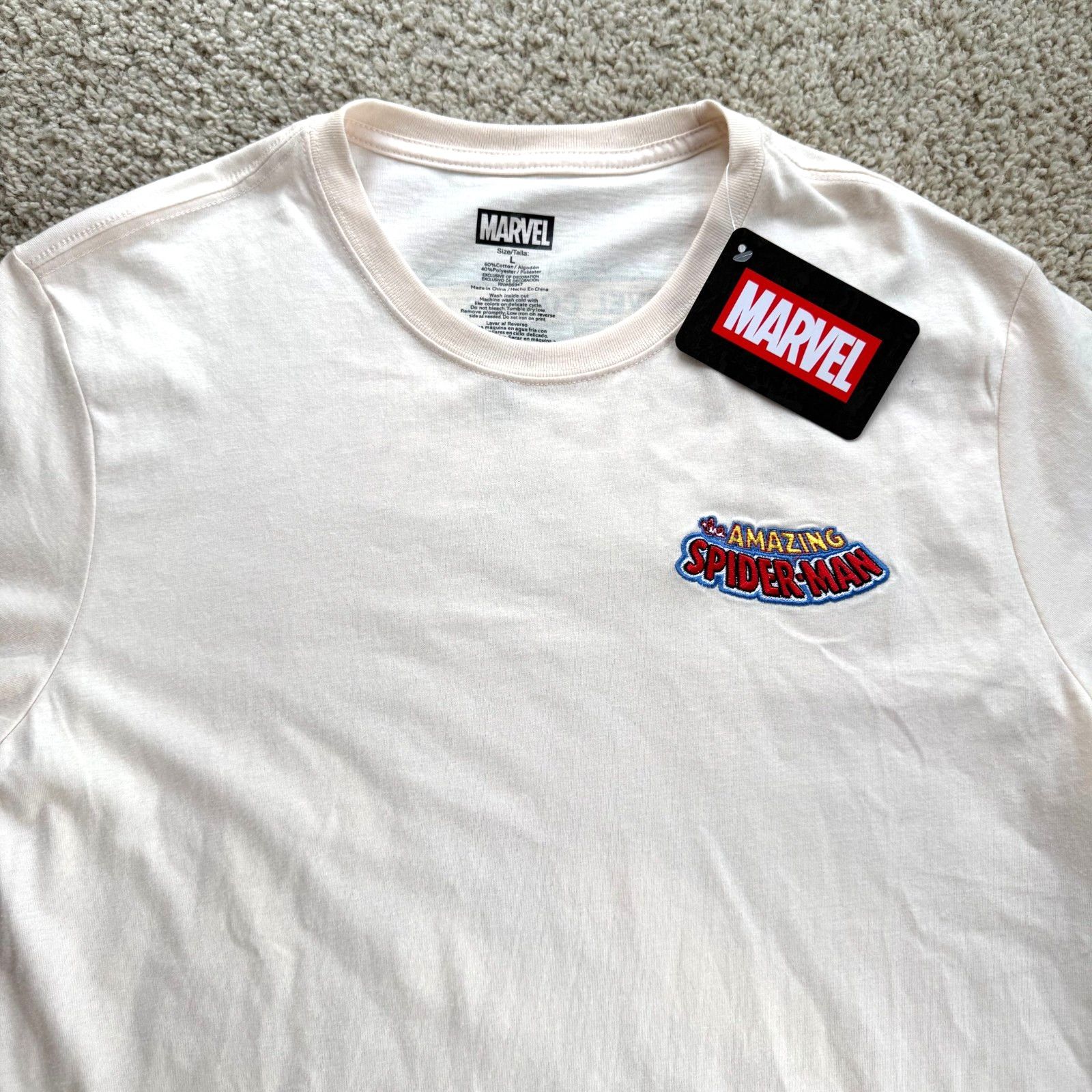 Marvel Comics Marvel Spider Man Comic Tee Large Cream Vintage Graphic Size US L / EU 52-54 / 3 - 5 Thumbnail