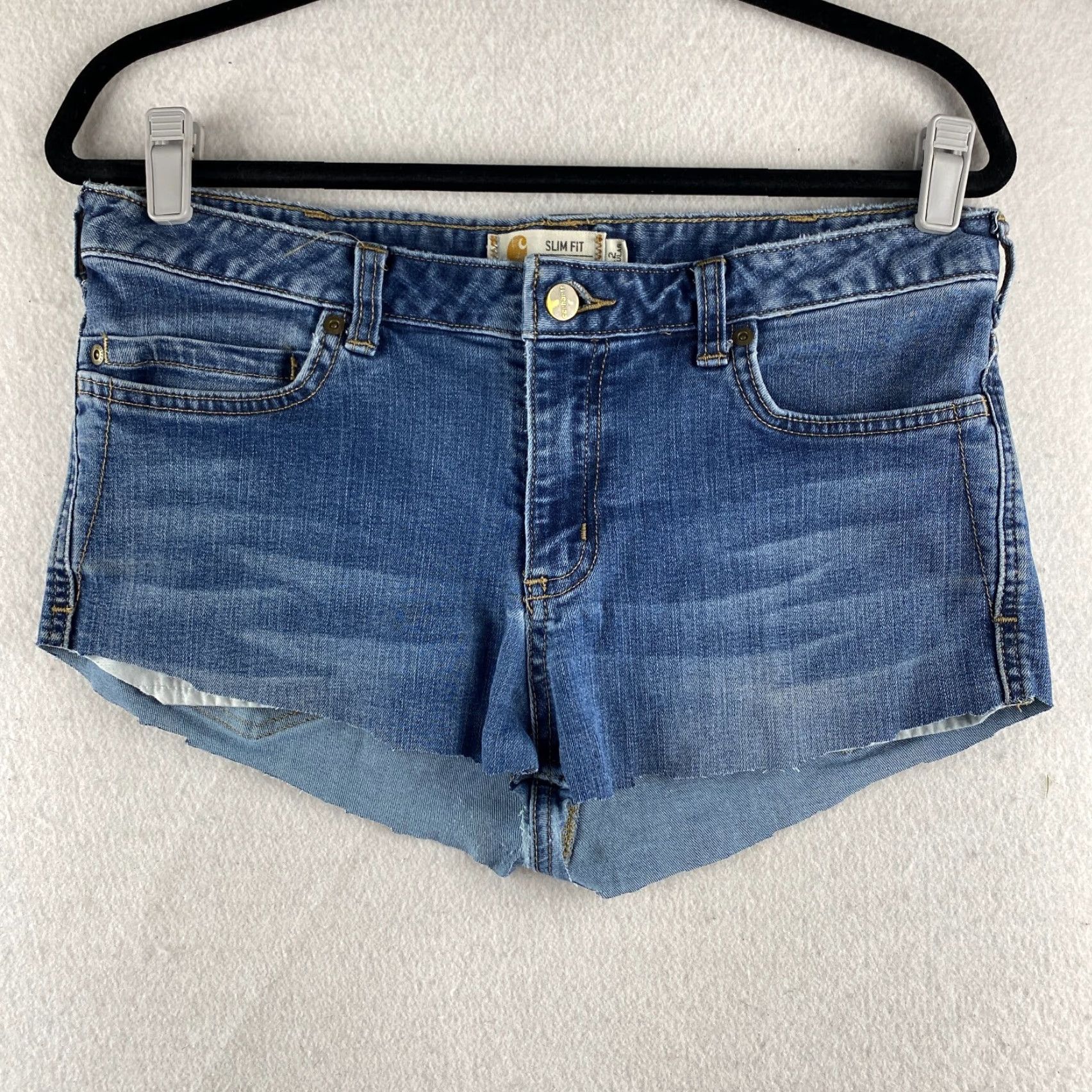 Carhartt Carhartt Cutoff Shorts Womens 12 Blue Stretch Denim Dark Wash Size 34" / US 12 / IT 48 - 2 Thumbnail
