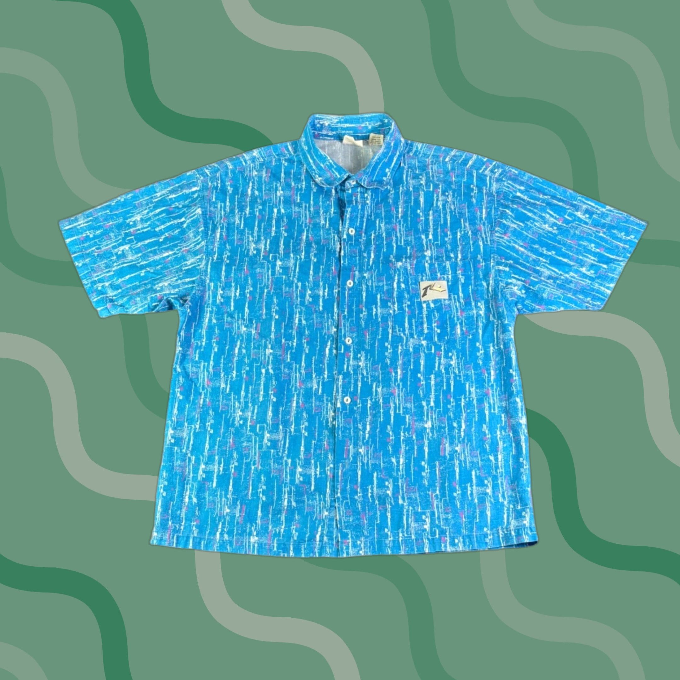 Rusty VINTAGE Rusty Mens Short Sleeve Button Up Shirt Blue Abstract Print M Size US M / EU 48-50 / 2 - 1 Thumbnail