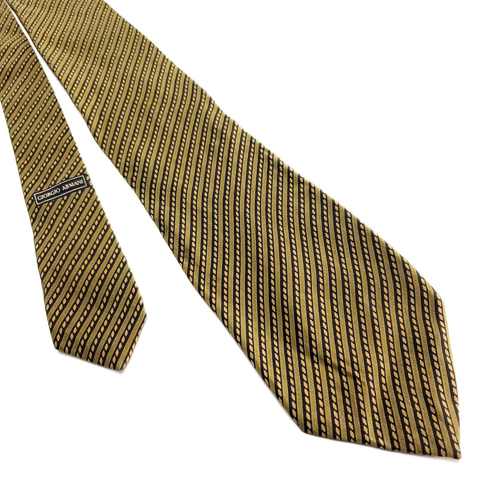 Giorgio Armani Giorgio Armani Brown Silk Tie Woven Short Regimental Striped Size ONE SIZE - 1 Thumbnail