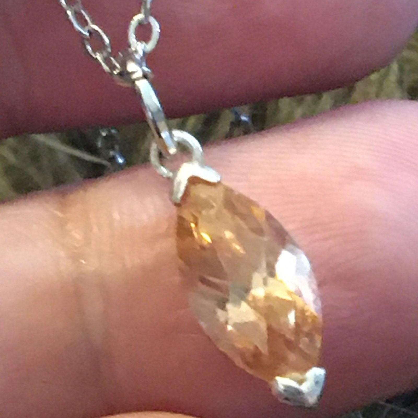 Vintage Vintage marquis cut golden stone pendant on chain Size ONE SIZE - 5 Thumbnail