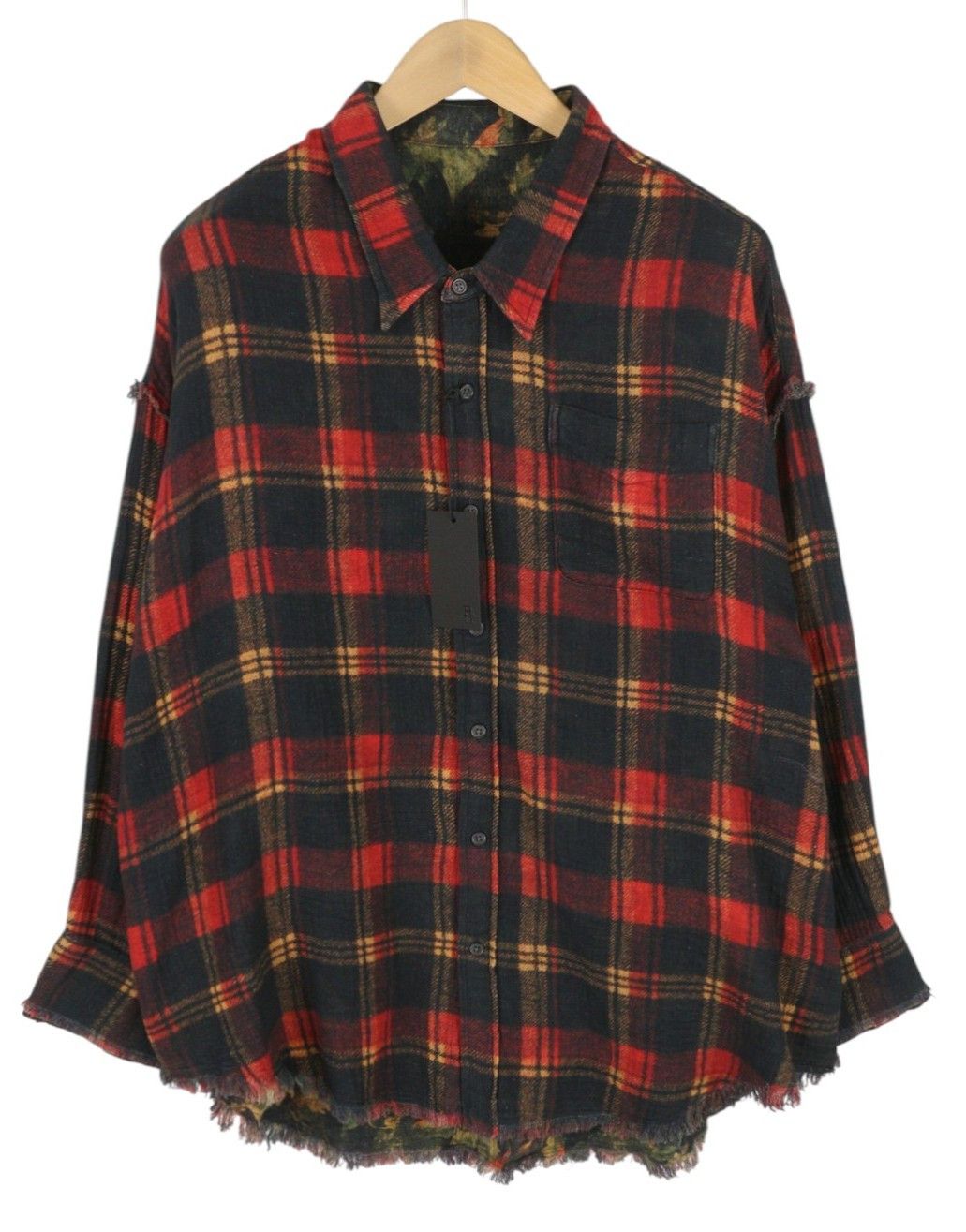 R13 REVERSIBLE DROP NECK S Red Plaid With Leaf Camo 86561 Size S / US 4 / IT 40 - 1 Thumbnail