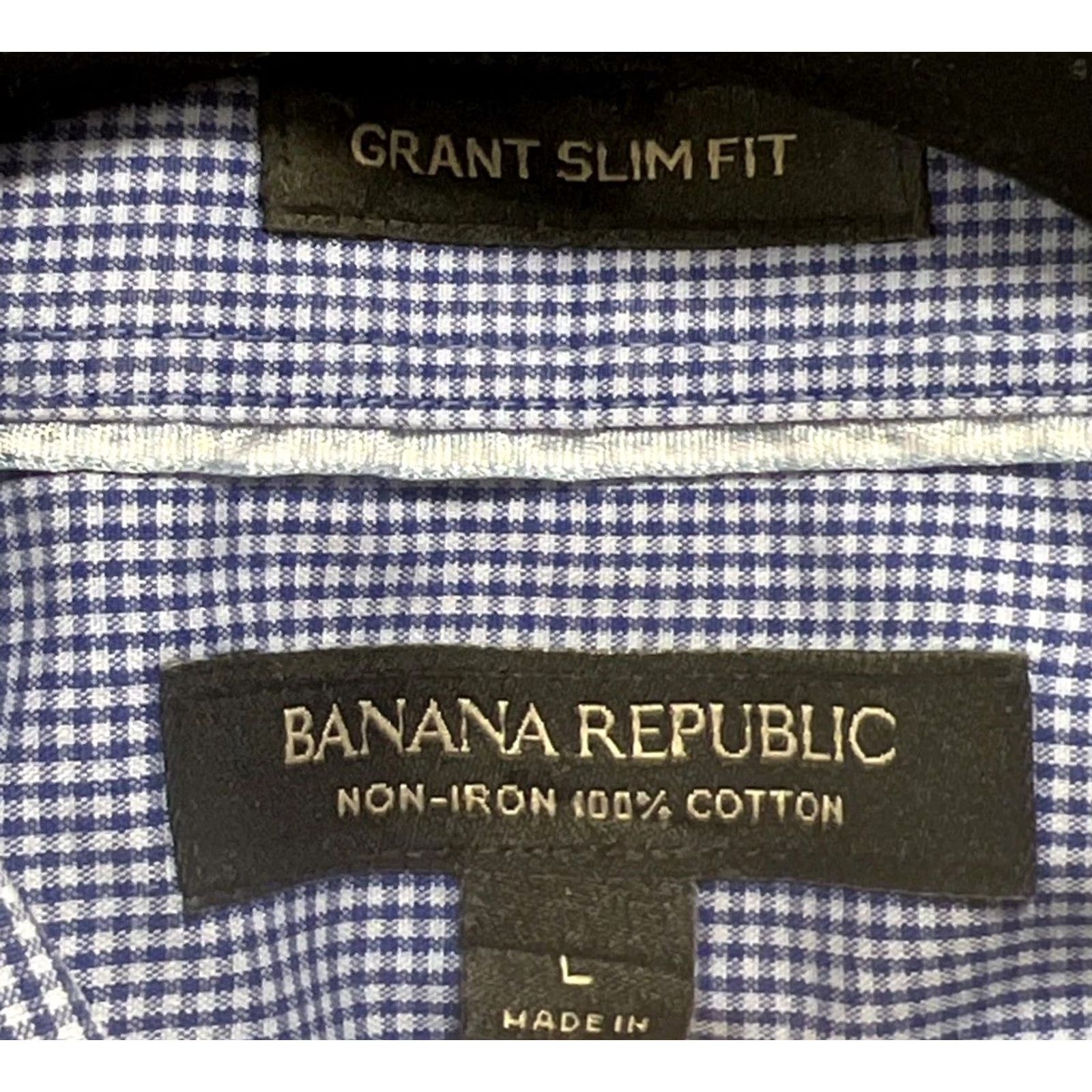 Banana Republic Banana Republic Grant Slim Fit Mens Size Large Check Stripe Shirts Size 42R - 2 Thumbnail