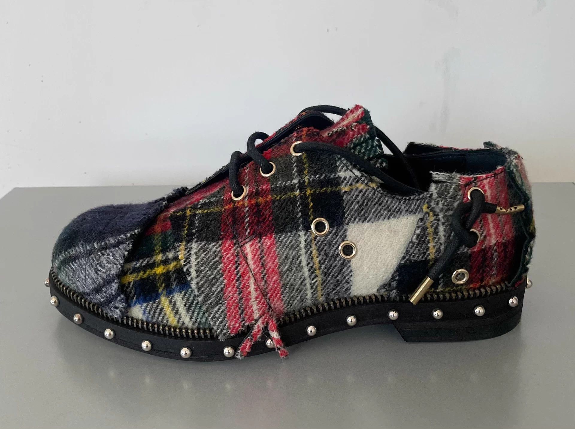 Loewe Loewe check patchwork studded derby shoes Size US 6 / EU 39 - 4 Thumbnail