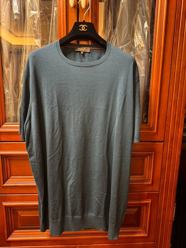 Loro Piana LORO PIANA size3XL Blue and green short-sleeved knit Size US XXL / EU 58 / 5 - 1 Thumbnail