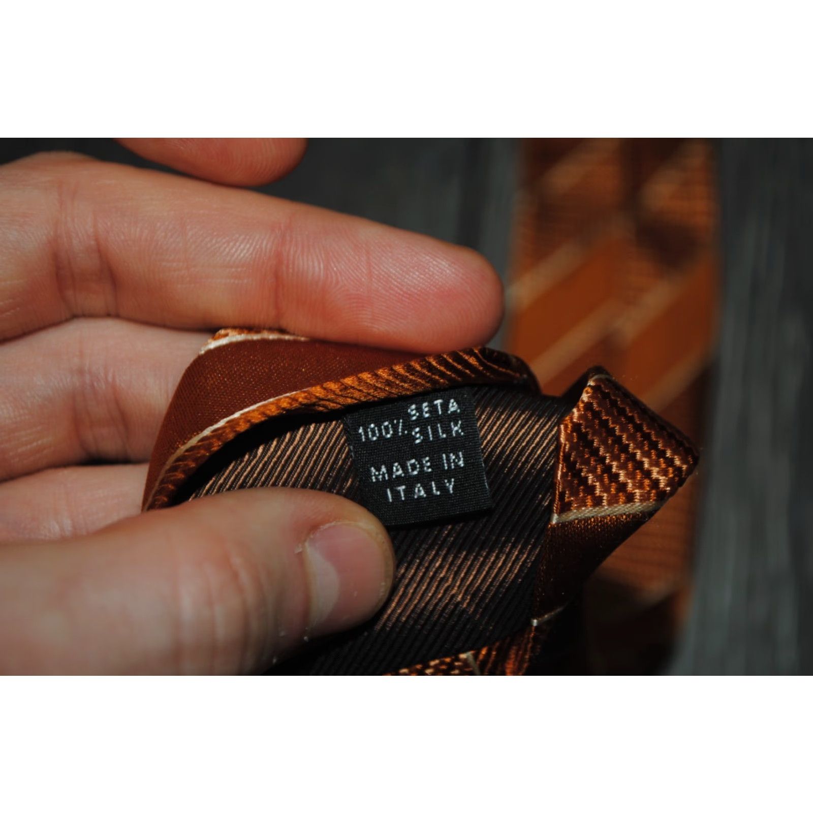 Vintage LUIGI BORRELLI NAPOLI MENS SILK NECKTIE ITALY LUXURY BROWN STRIPED Size ONE SIZE - 5 Thumbnail