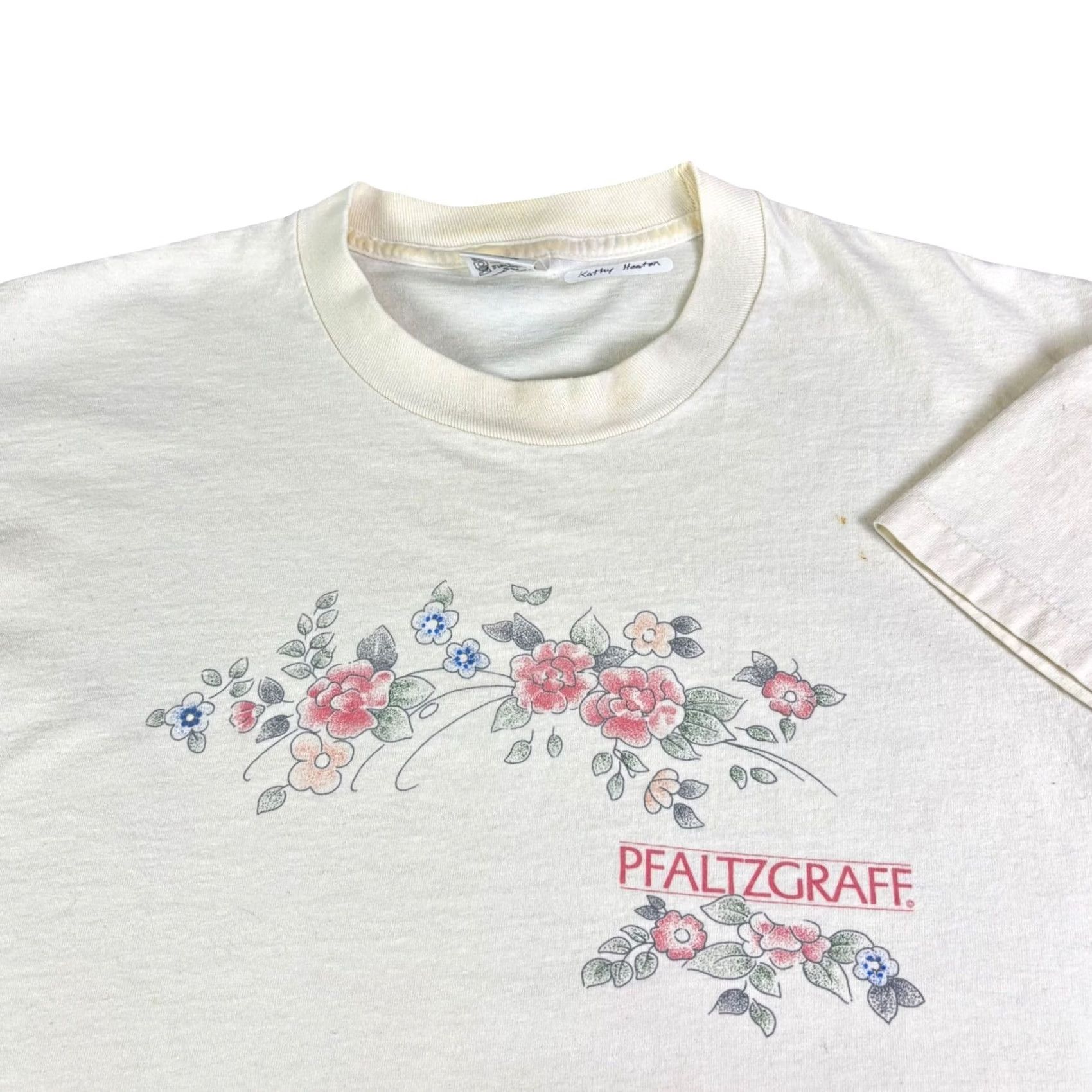 Anvil VINTAGE Pfaltzgraff Floral T Shirt Anvil Single Stitch Made in USA Cream L Large Unisex 1990s 100% Cotton Graphic Tee Short Sleeve Boho Size US L / EU 52-54 / 3 - 2 Thumbnail