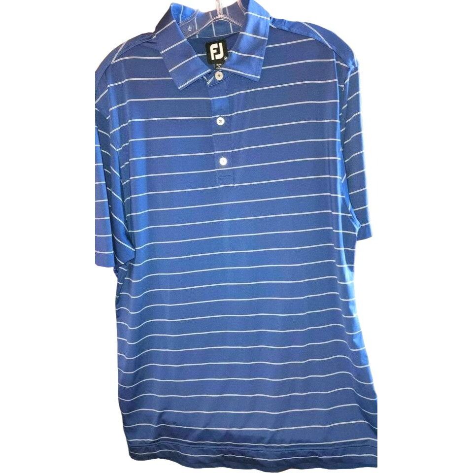 Vintage FJ Mens Medium Golf Short Sleeve Polo Shirt Navy Blue Stripe ...