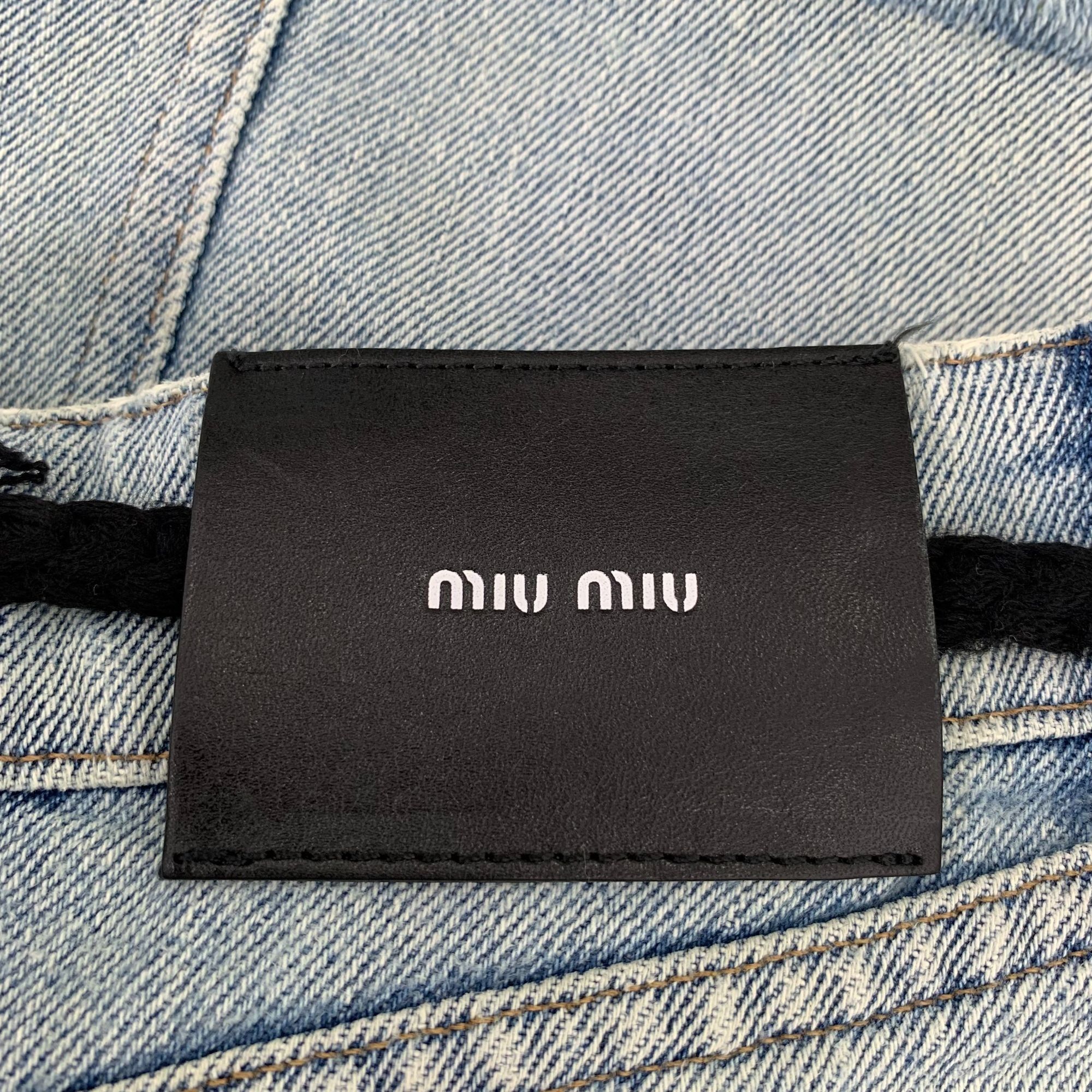 Miu Miu Miu Miu Light Blue Denim Skirt With Black Tassel Tie Belt Fr Size 36" / US 14 / IT 50 - 5 Thumbnail