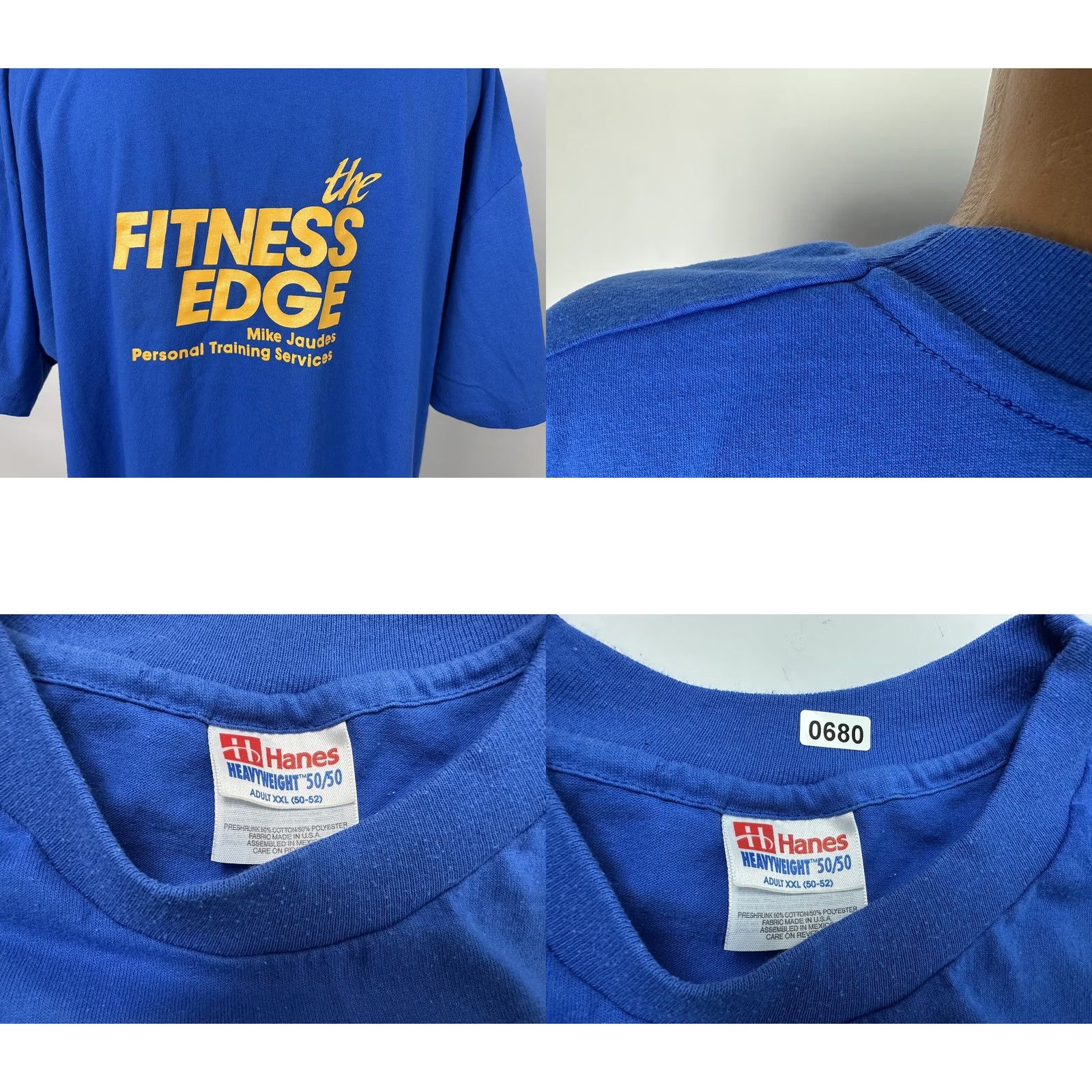Hanes VINTAGE 90s Get the EDGE Shirt 2XL Fitness Personal Training Gym Muscle Workout Blue Size US XXL / EU 58 / 5 - 8 Thumbnail