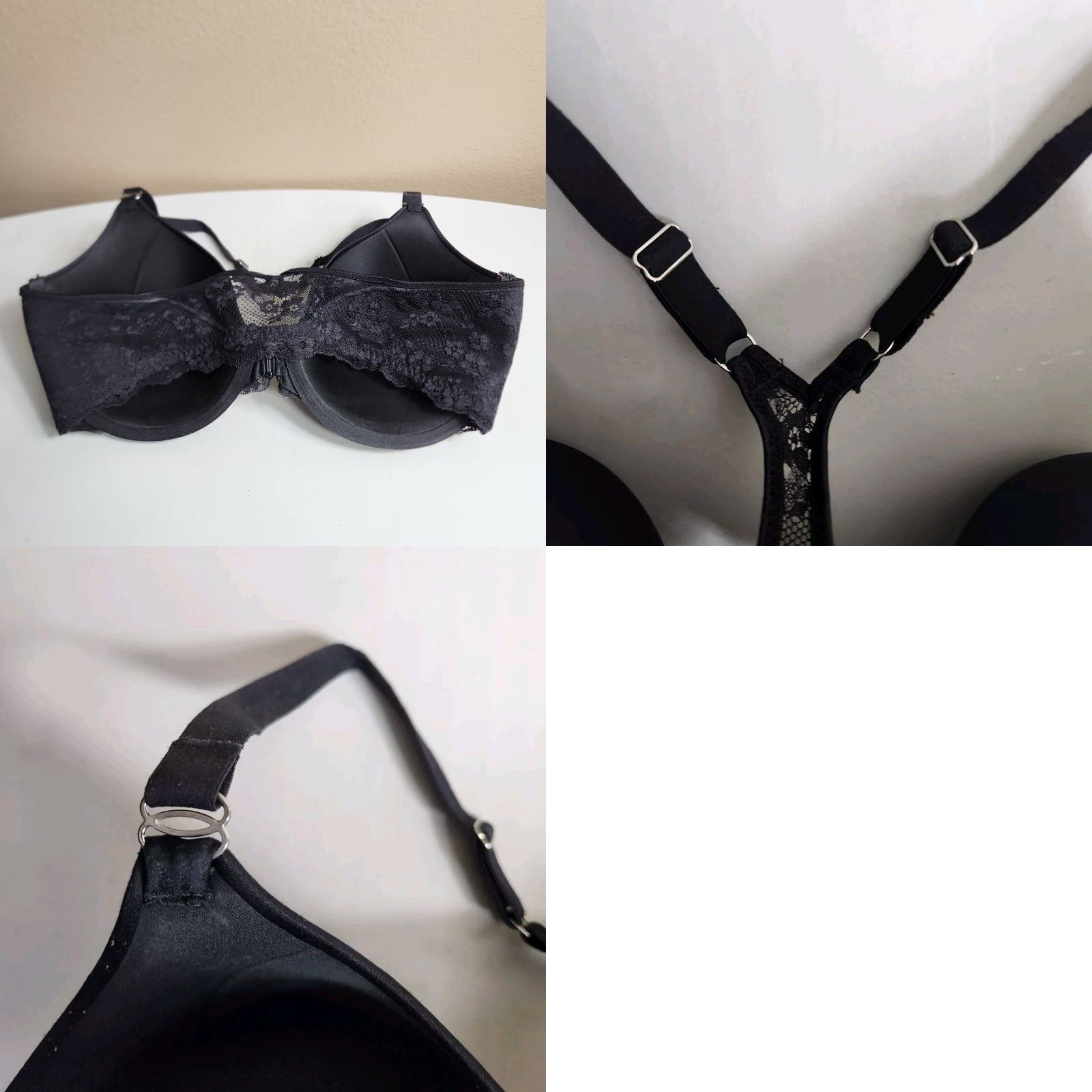 Vintage Maidenform One Fab Fit Bra Shirt Racerback Full Coverage 38DD Black Womens Regular DD Front Closure Lace RN 07112 Size ONE SIZE - 8 Thumbnail