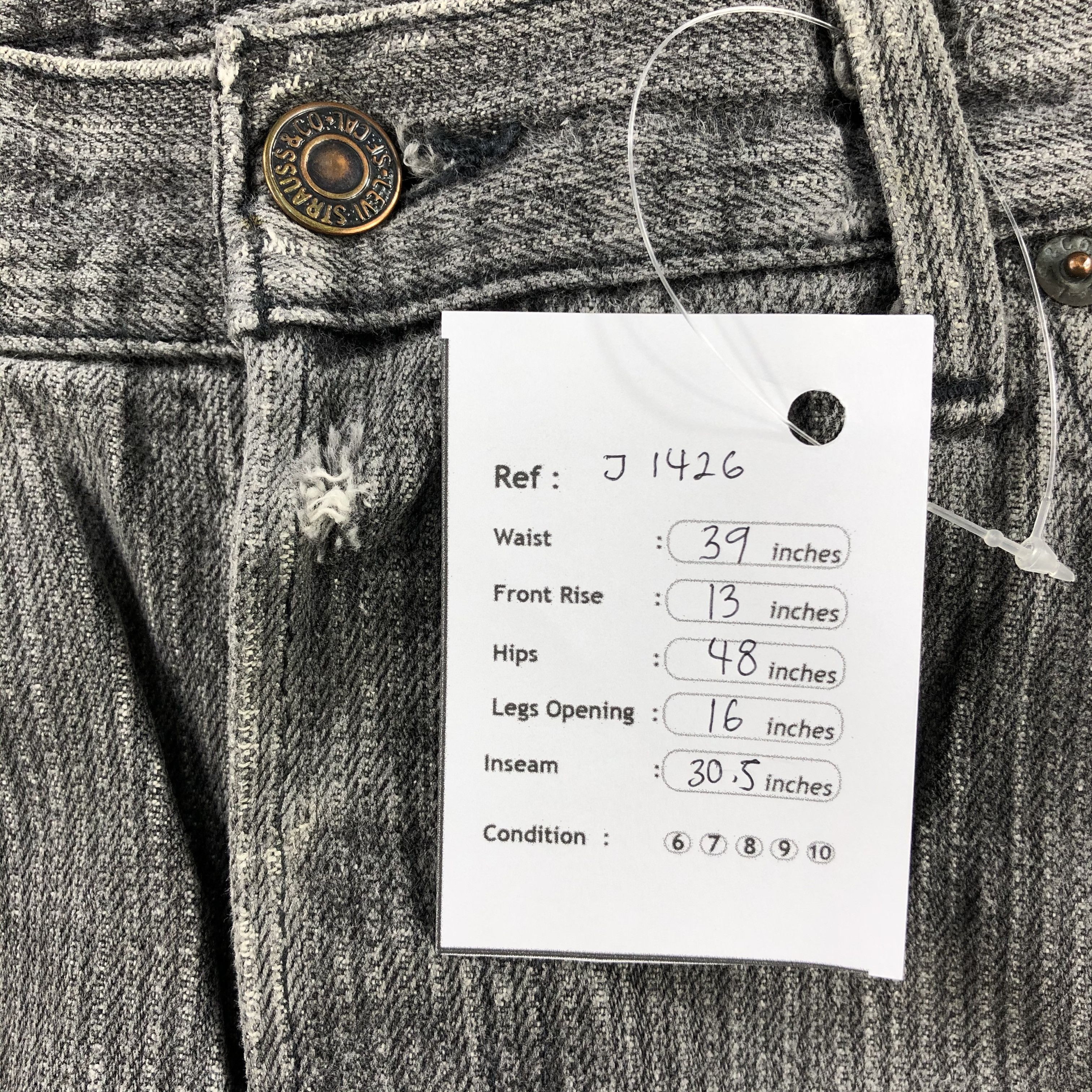 Levi's 90s Vintage Ripped Levis 501 Faded Black Jeans-J1426 Size US 39 - 14 Thumbnail