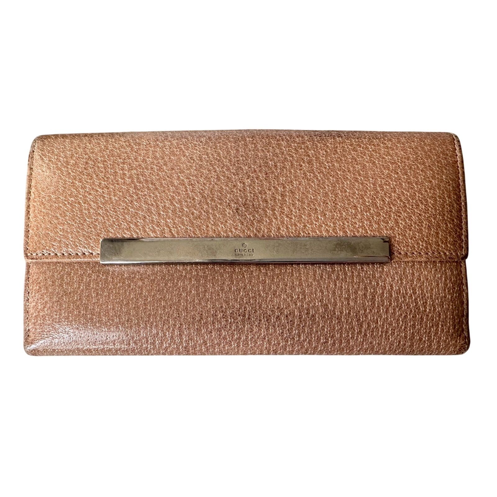 Gucci Gucci Beige Pebbled Leather Long Wallet Size ONE SIZE - 1 Thumbnail