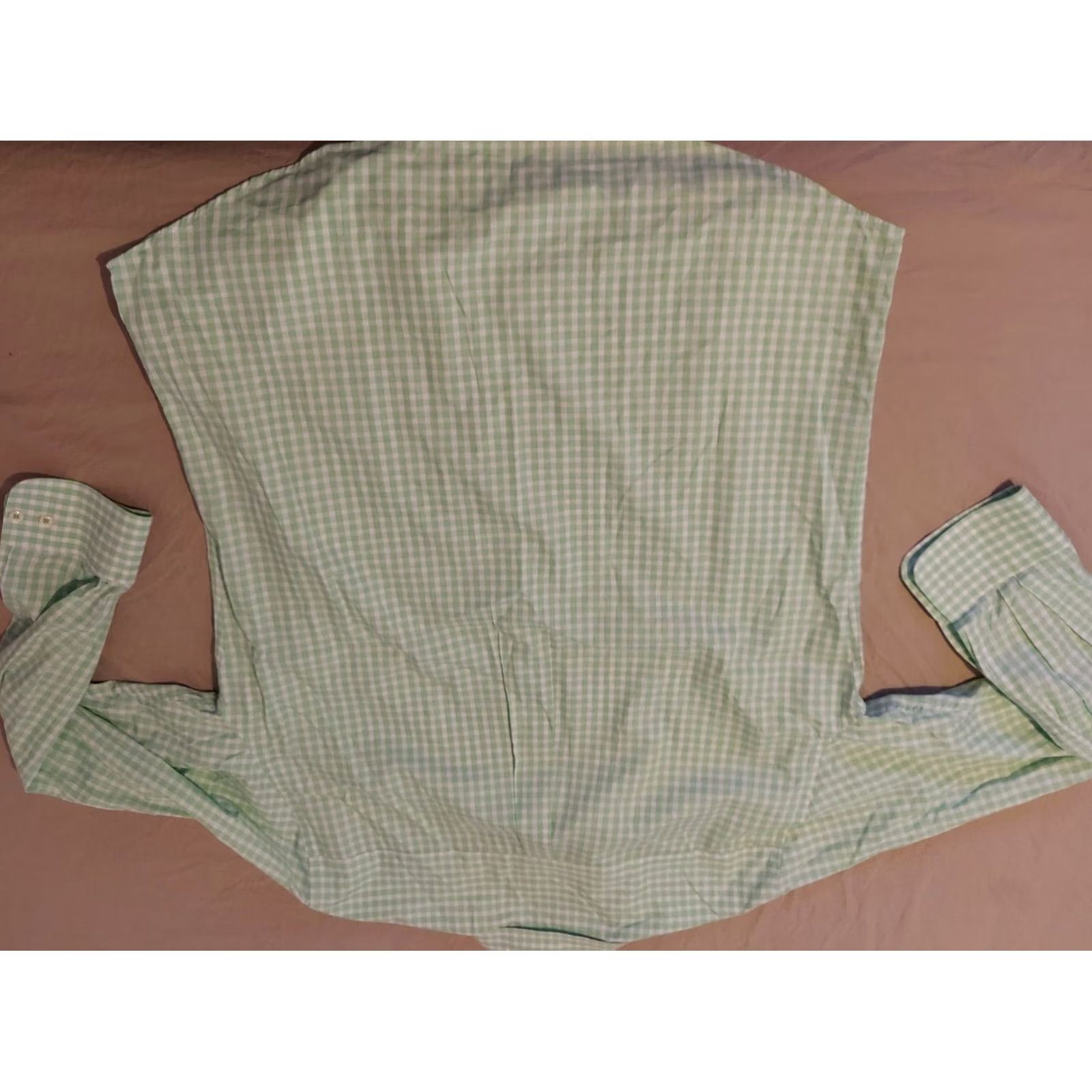 Peter Millar Mens Peter Millar Dress Shirt XL Green Button Cotton Size 46R - 4 Thumbnail