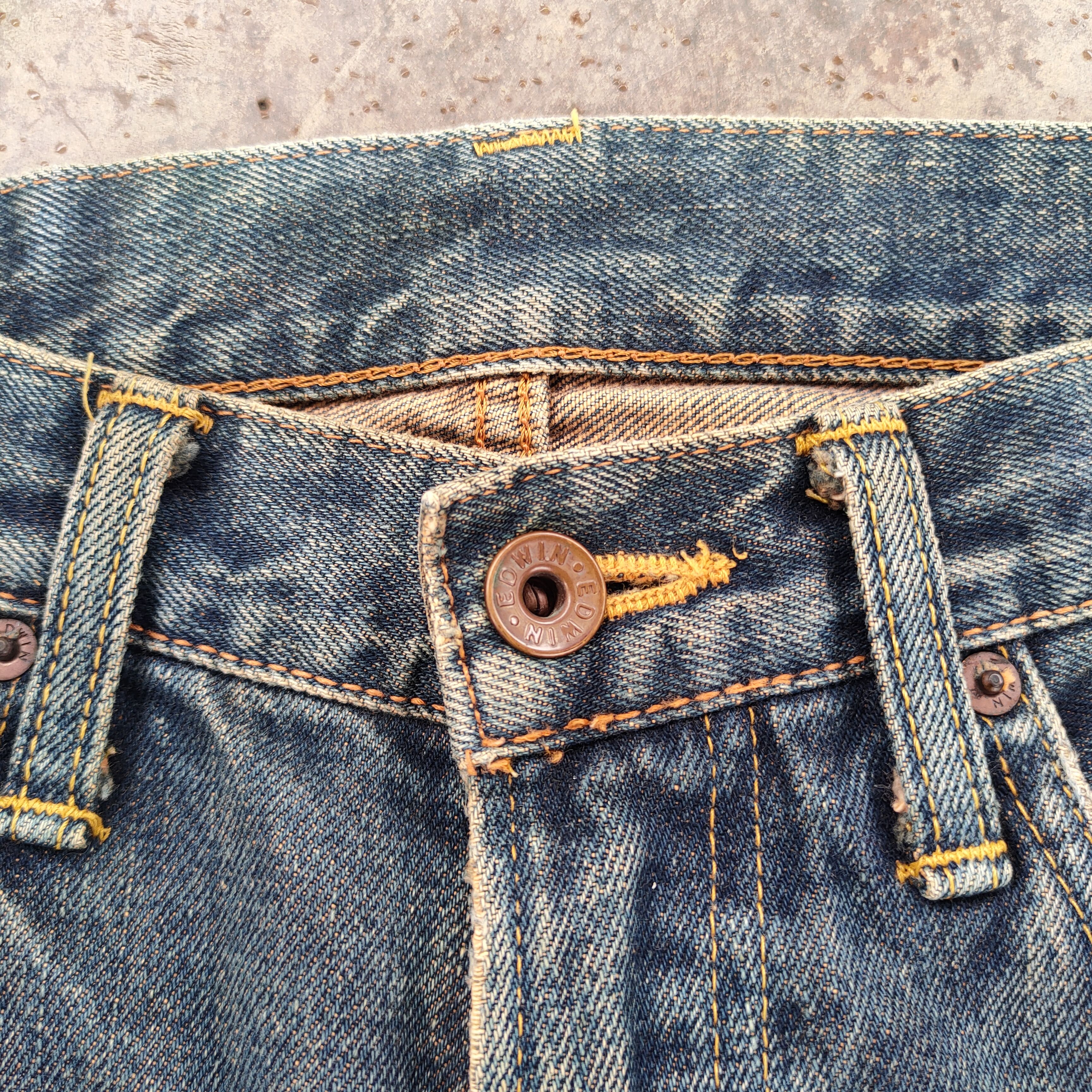 Edwin VINTAGE RUSTY EDWIN ORANGE TAG RIPPED DENIM JEANS PANTS Size US 29 - 5 Thumbnail