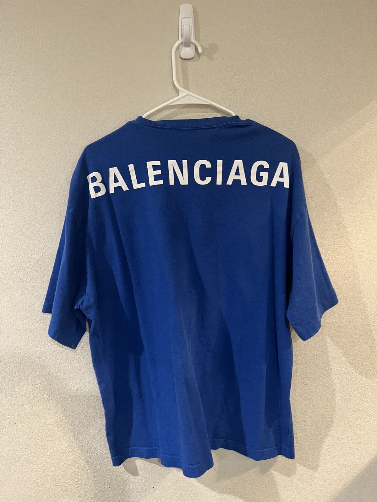 image of Balenciaga Maxi Logo Tee in Blue, Men's (Size 2XL)