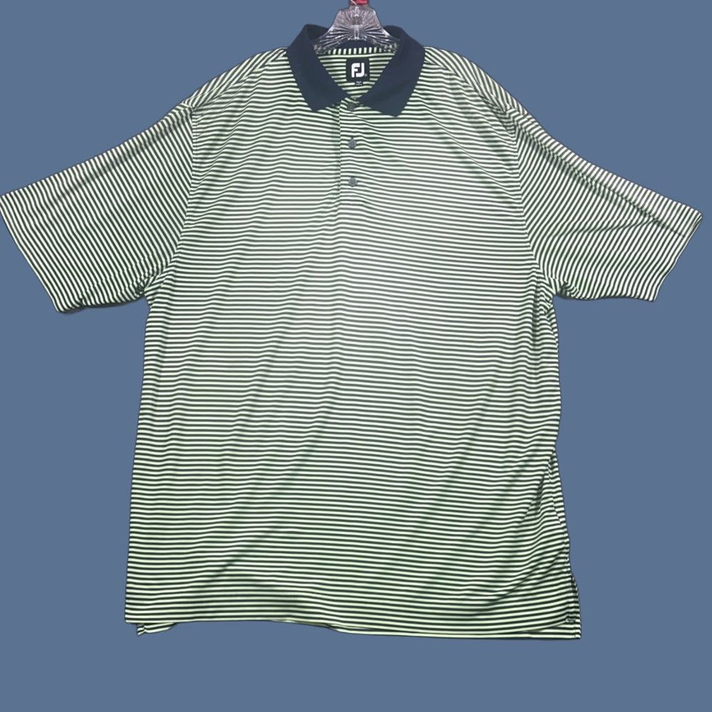 Footjoy FootJoy Polo Shirt Striped Golf Green Mens Large Shirt | FJ Performance Breathable Stretch All Seasons Short Sleeve Regular Size US L / EU 52-54 / 3 - 1 Thumbnail
