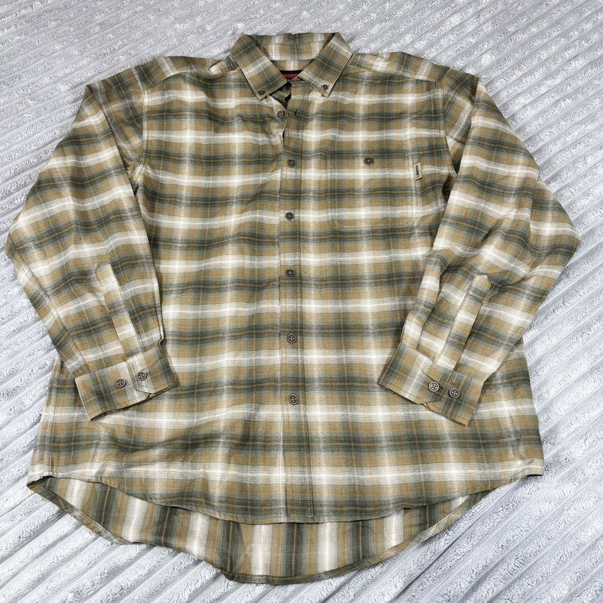 Wolverine Wolverine Olive Green Brown Cream Plaid Cotton Button XL Size US XL / EU 56 / 4 - 1 Thumbnail