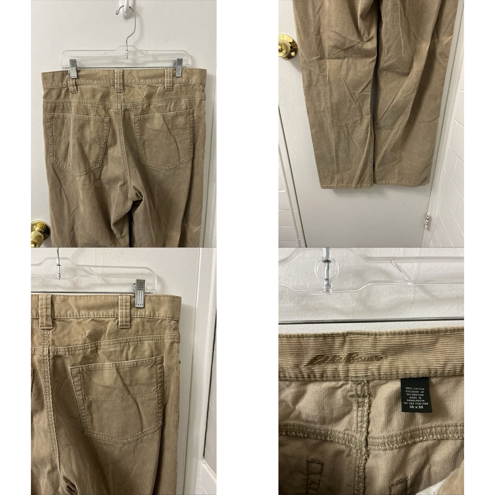 Eddie Bauer Eddie Bauer Corduroy Pants Mens 36x30 Tan Khaki Straight Leg Regular 5-Pocket YKK Button Fall Winter Spring Mens Size US 36 / EU 52 - 8 Thumbnail