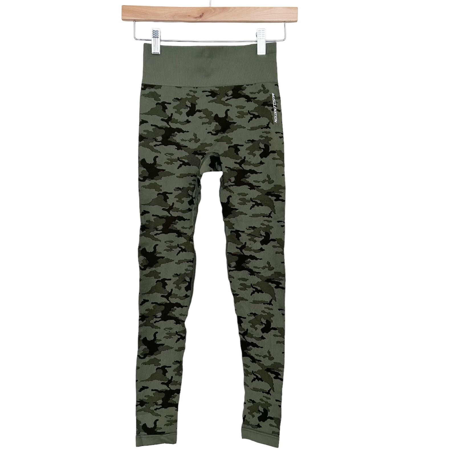 Other Muscle Nation Green Camo Seamless Leggings Sz S Size 27" / US 4 / IT 40 - 5 Thumbnail