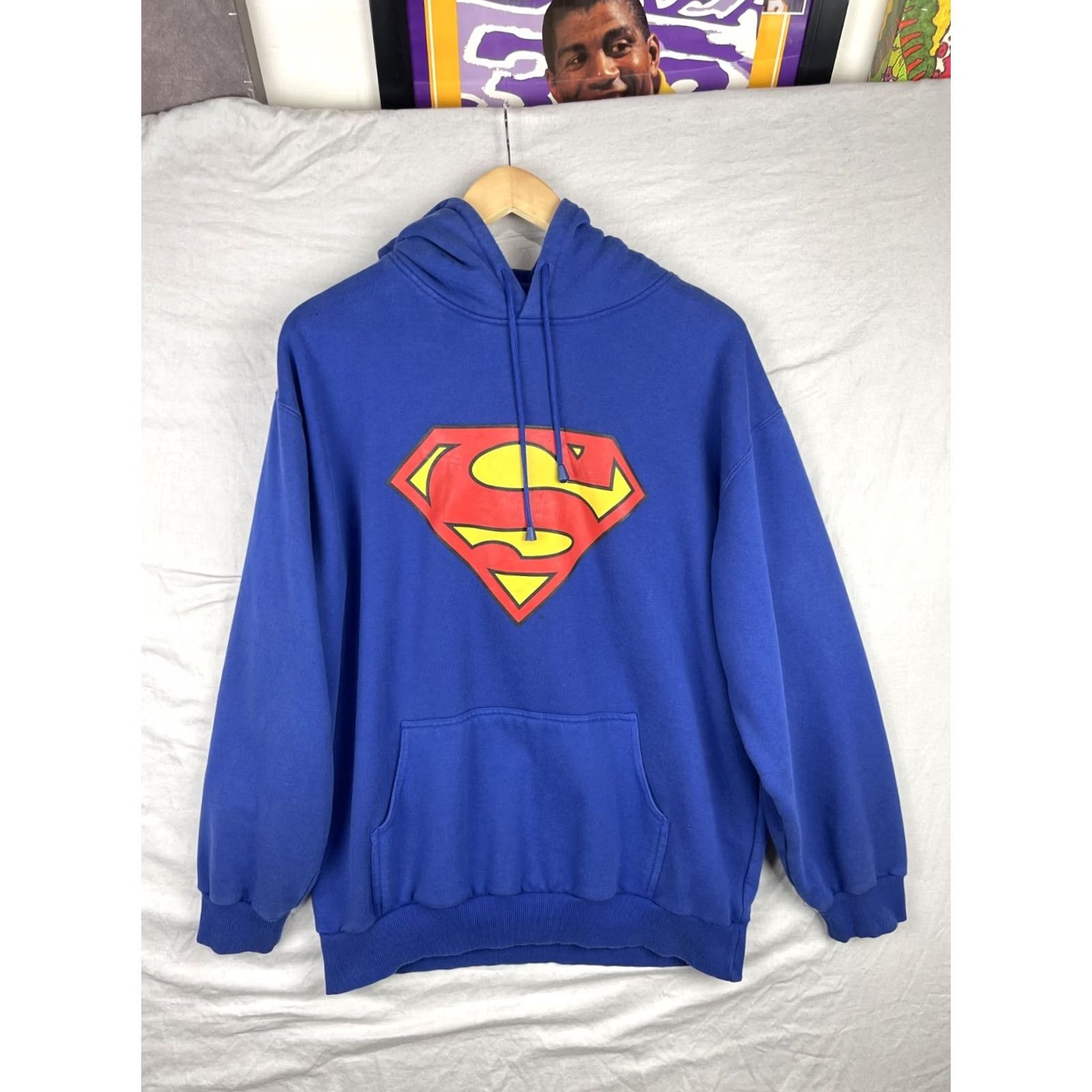 Vintage VINTAGE Superman Hoodie Mens XL Blue Sweatshirt Comics Superhero Y2K Graphic Print Hooded Pullover Size US XL / EU 56 / 4 - 2 Thumbnail