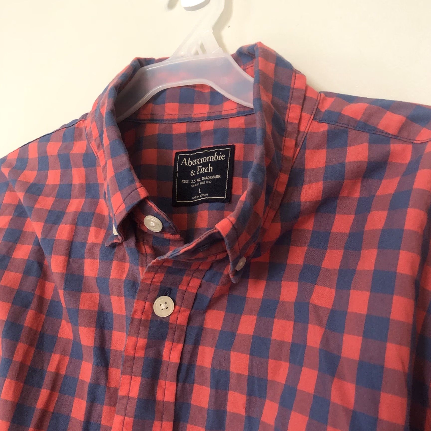 Abercrombie & Fitch Abercrombie & Fitch Shirt Men L Plaid Red Navy Button-Down Long Sleeve Flannel Gown? Size US L / EU 52-54 / 3 - 3 Thumbnail