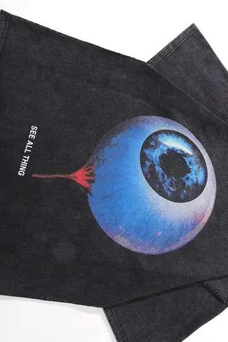 VIBE 90s Design Eyes Oversized Printed Vintage T Shirt Size US XL / EU 56 / 4 - 4 Thumbnail