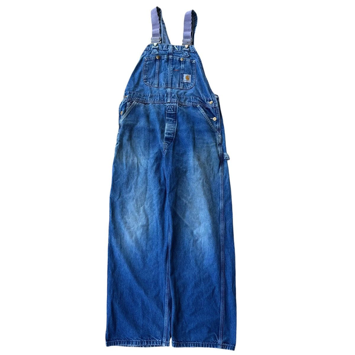 Carhartt Purple straps! Carhartt Washed Blue Denim Overalls 90s Jeans Size US 38 / EU 54 - 4 Thumbnail
