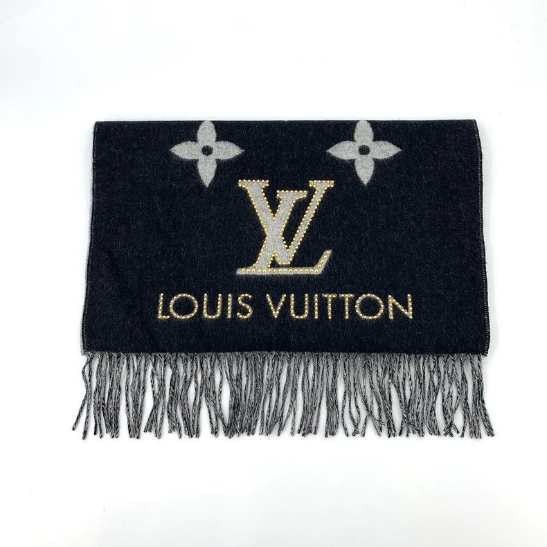 Louis Vuitton Black logo floral print diamond encrusted