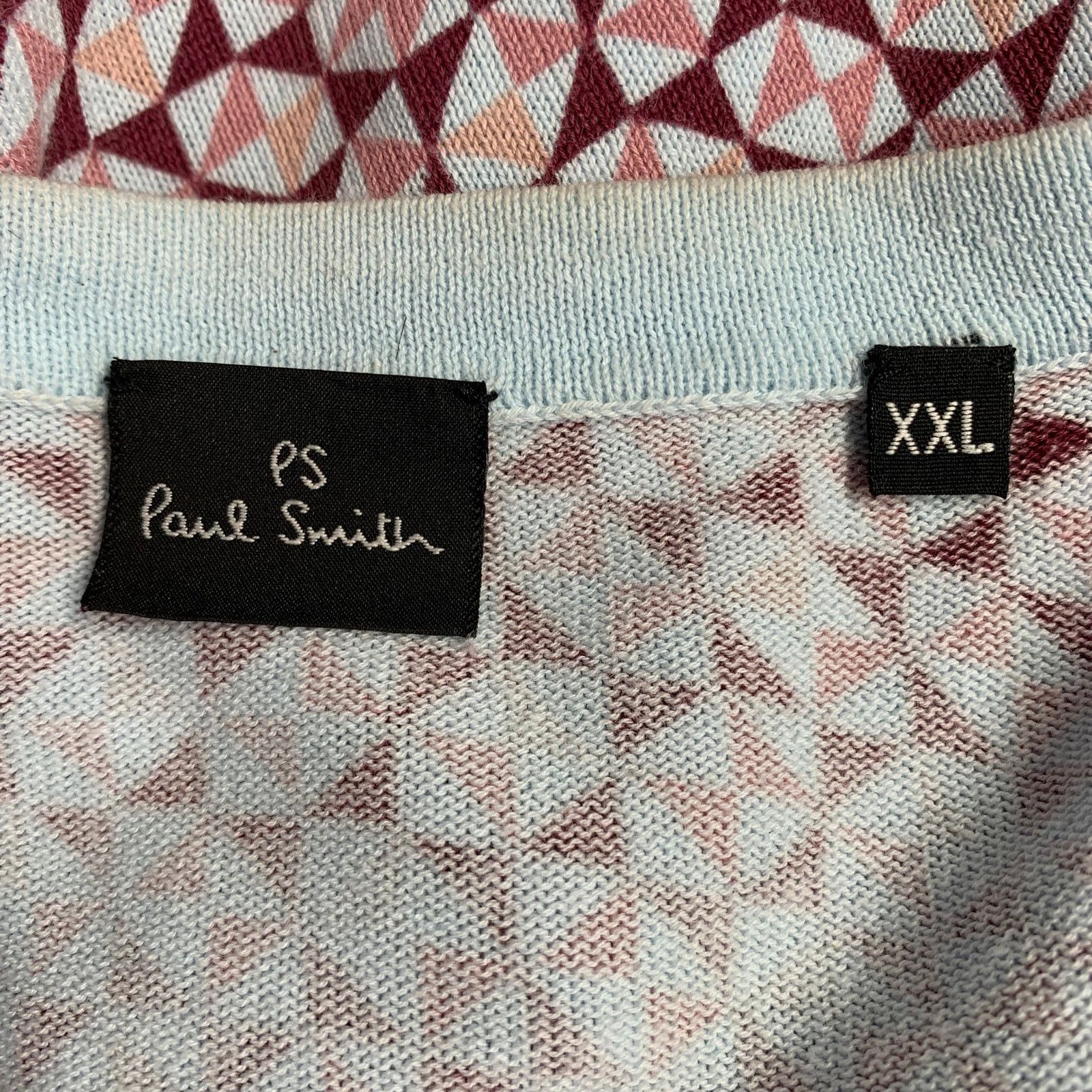 Paul Smith Size XXL Light Blue Multi Color Geometric Cotton Pullover Size US XXL / EU 58 / 5 - 5 Thumbnail